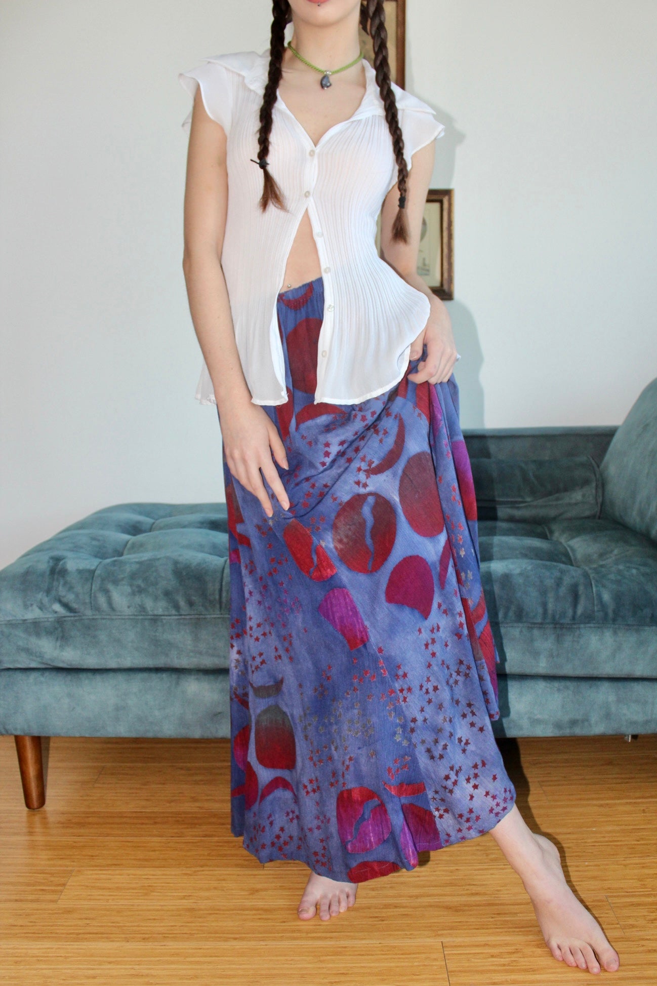 Vintage 90s Space Planet Midi Skirt (M/L)