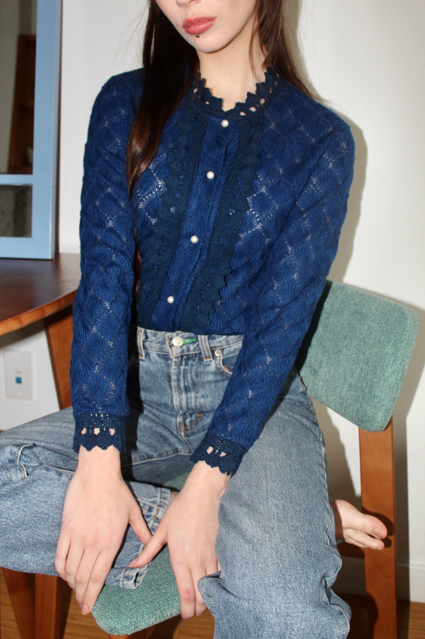 Vintage 90s Lace Eyelet Top (S)