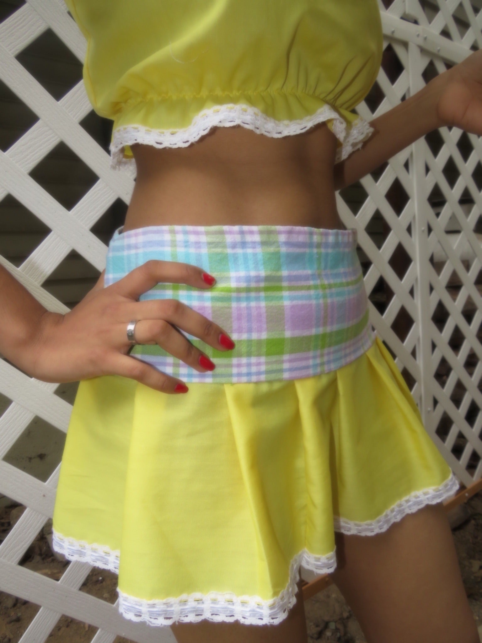 The Playground Skirt— Lemon Plaid Print