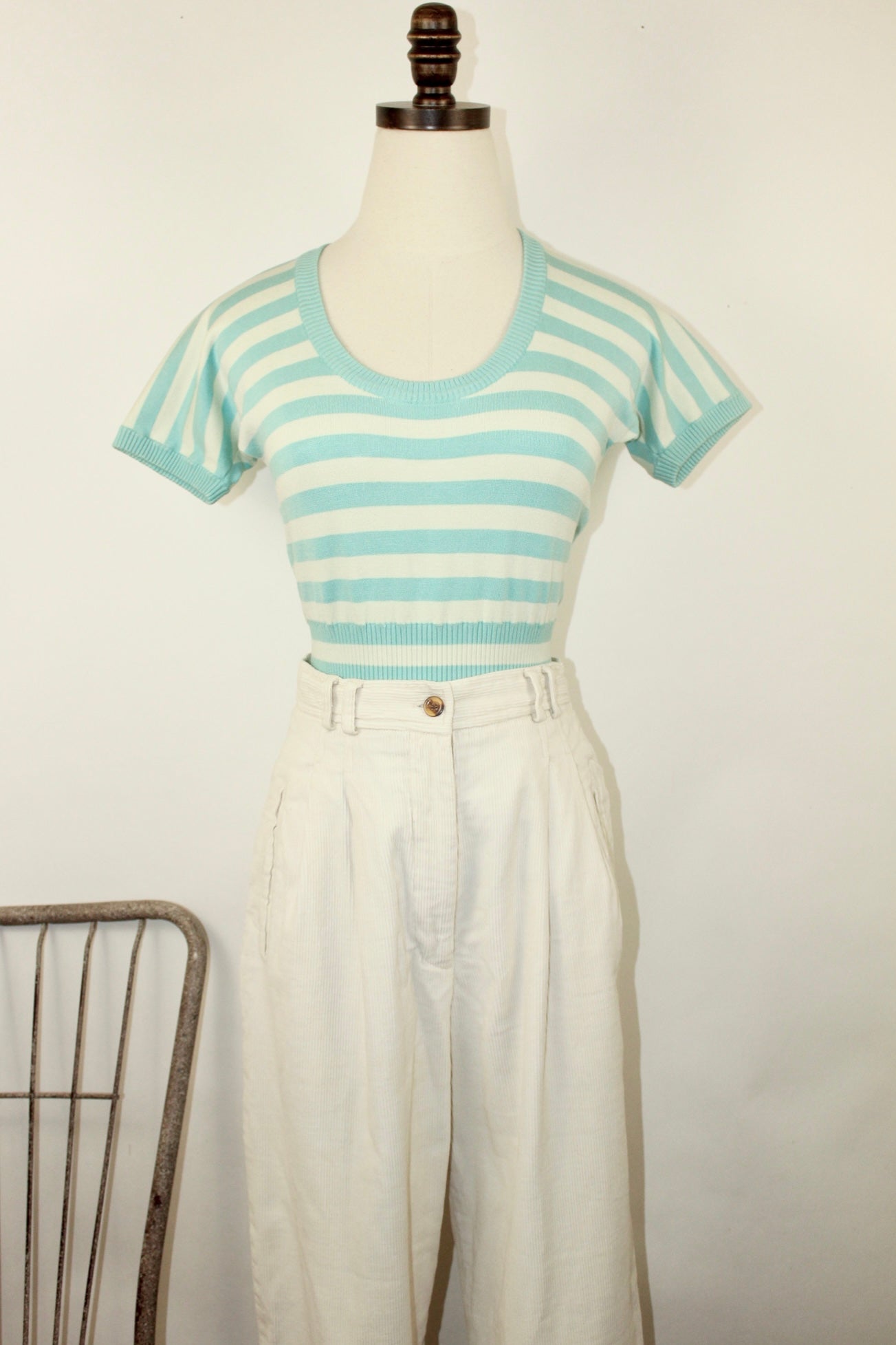 Vintage 90s Silk Striped Knit Top (XS-S)