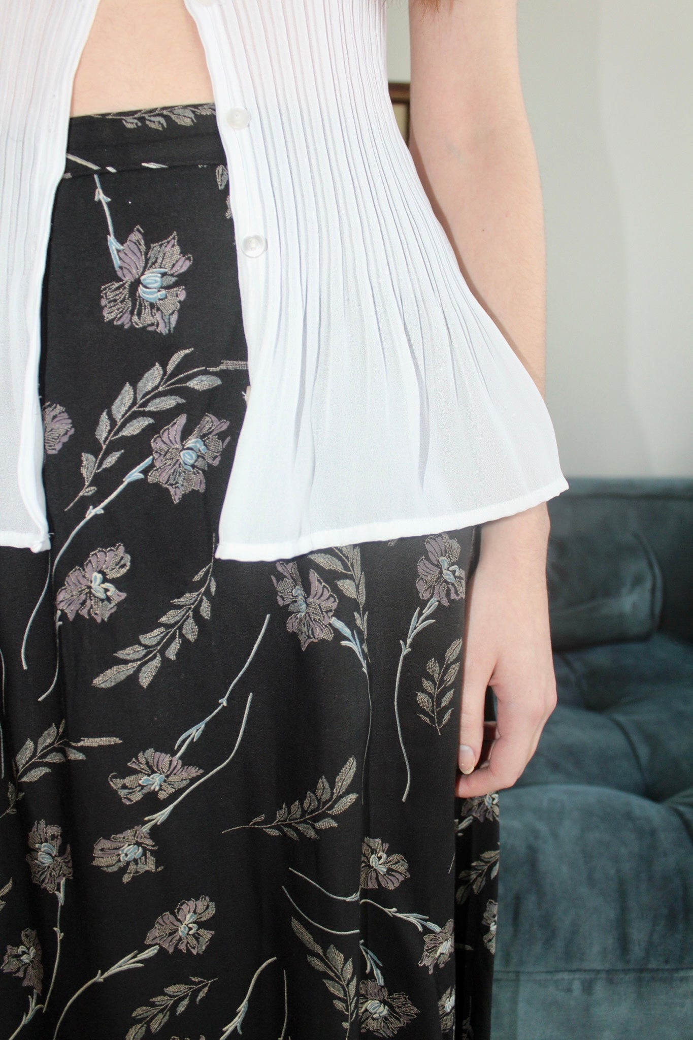 Vintage 90s Lilac Vine Midi Skirt (S)