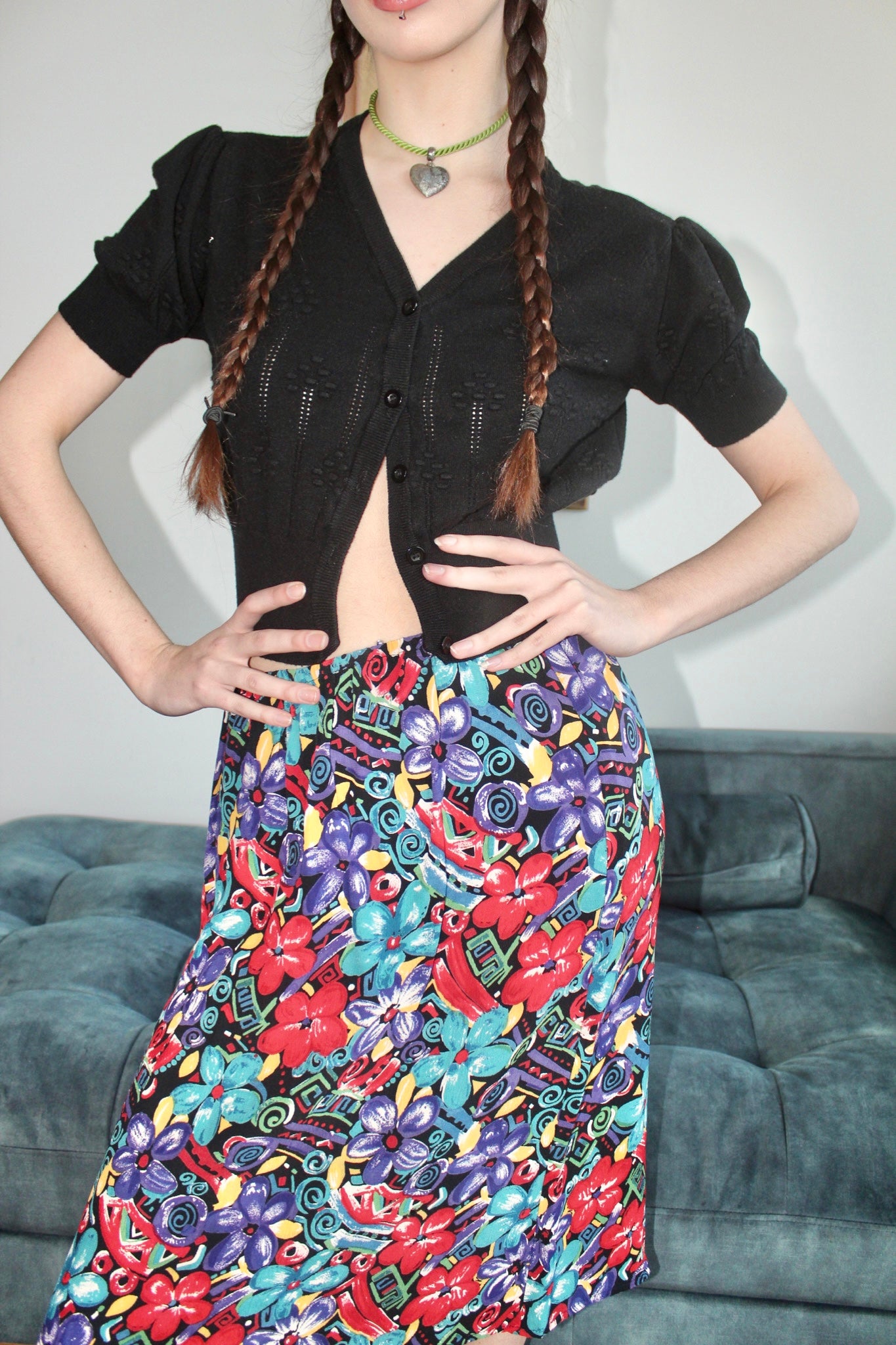 Vintage Embossed Short Sleeve Knit (S)