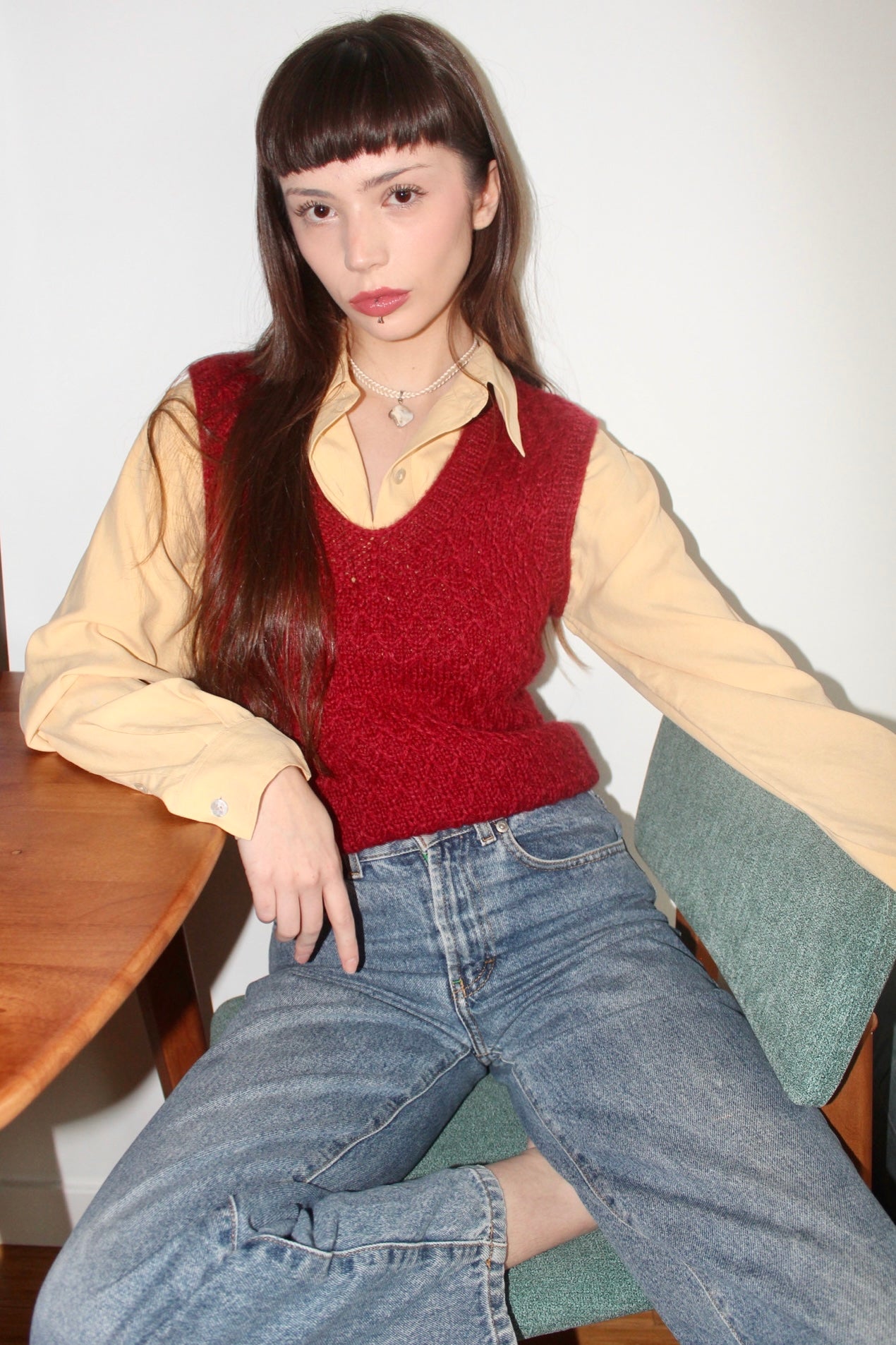 Vintage 90s Textured Cherry Red Vest (S)
