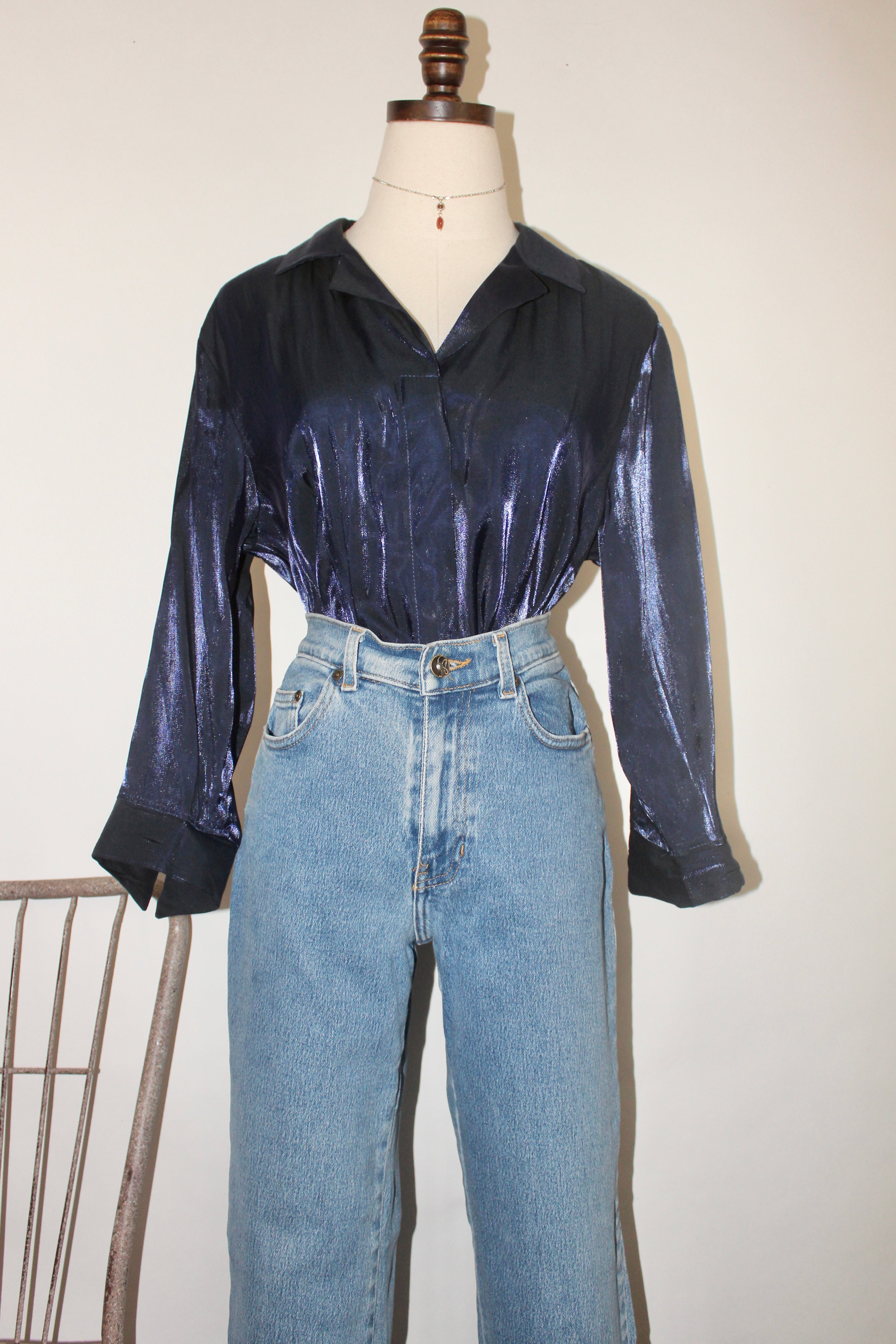 Vintage 90s Iridescent Button Up (M)