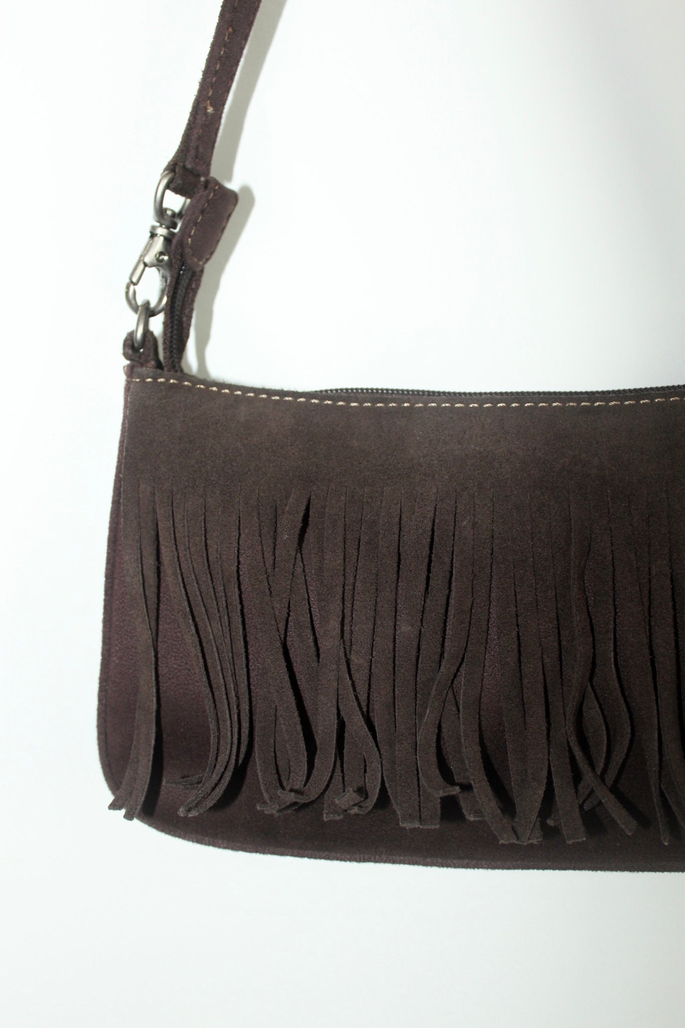 Vintage 90s Striped Leather Fringe Purse
