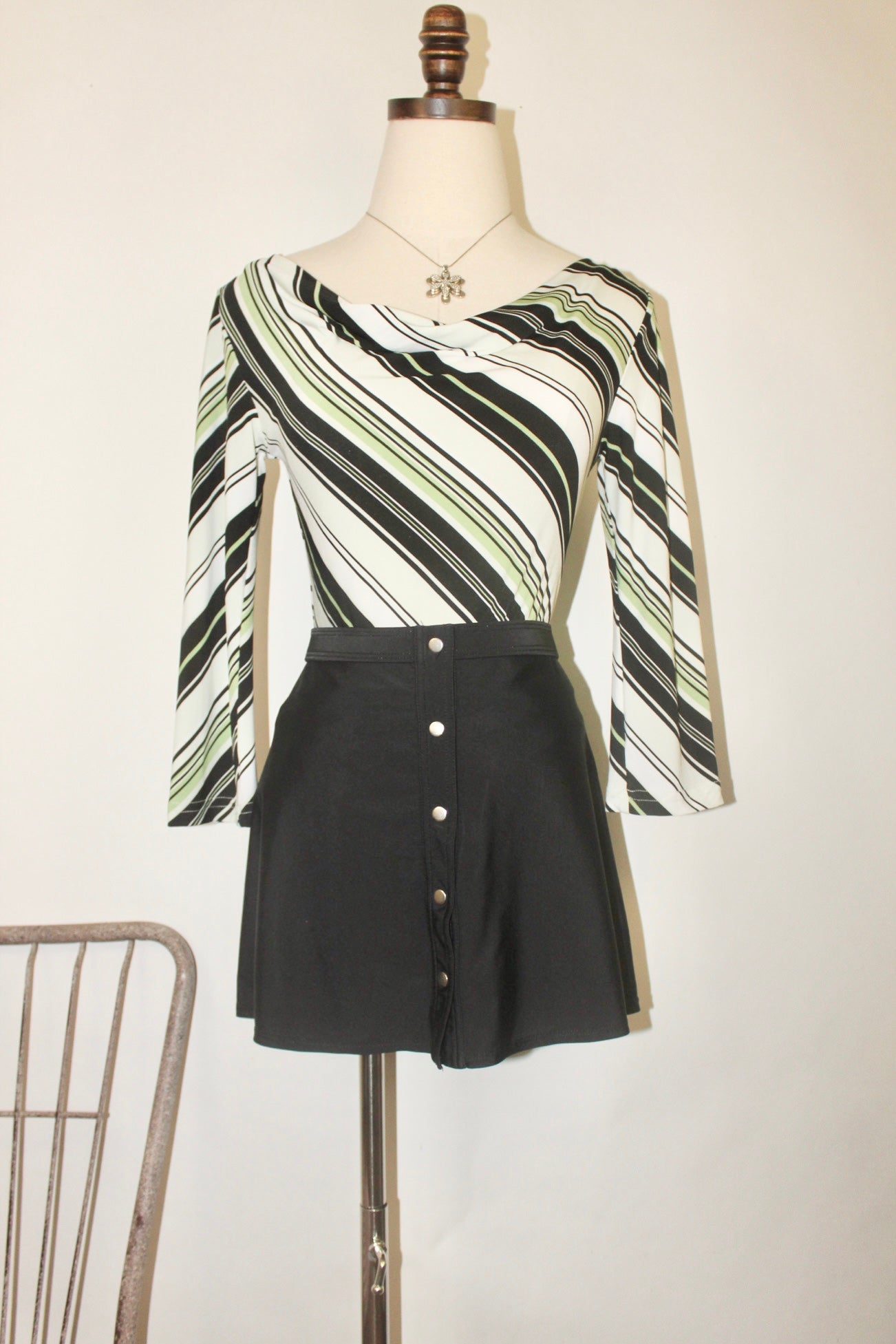 Vintage 90s Cowl Neck Key Lime Knit (S-M)