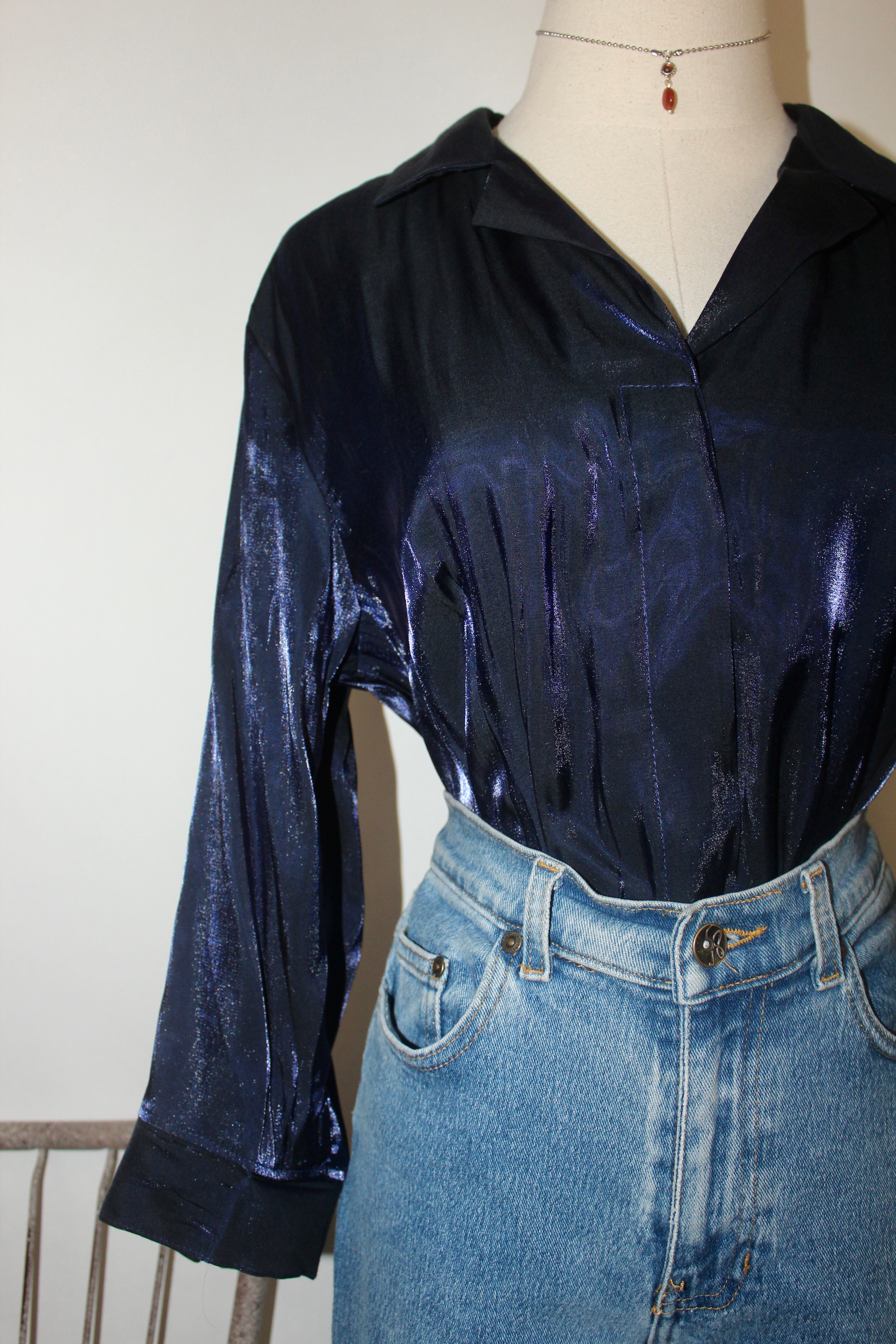 Vintage 90s Iridescent Button Up (M)