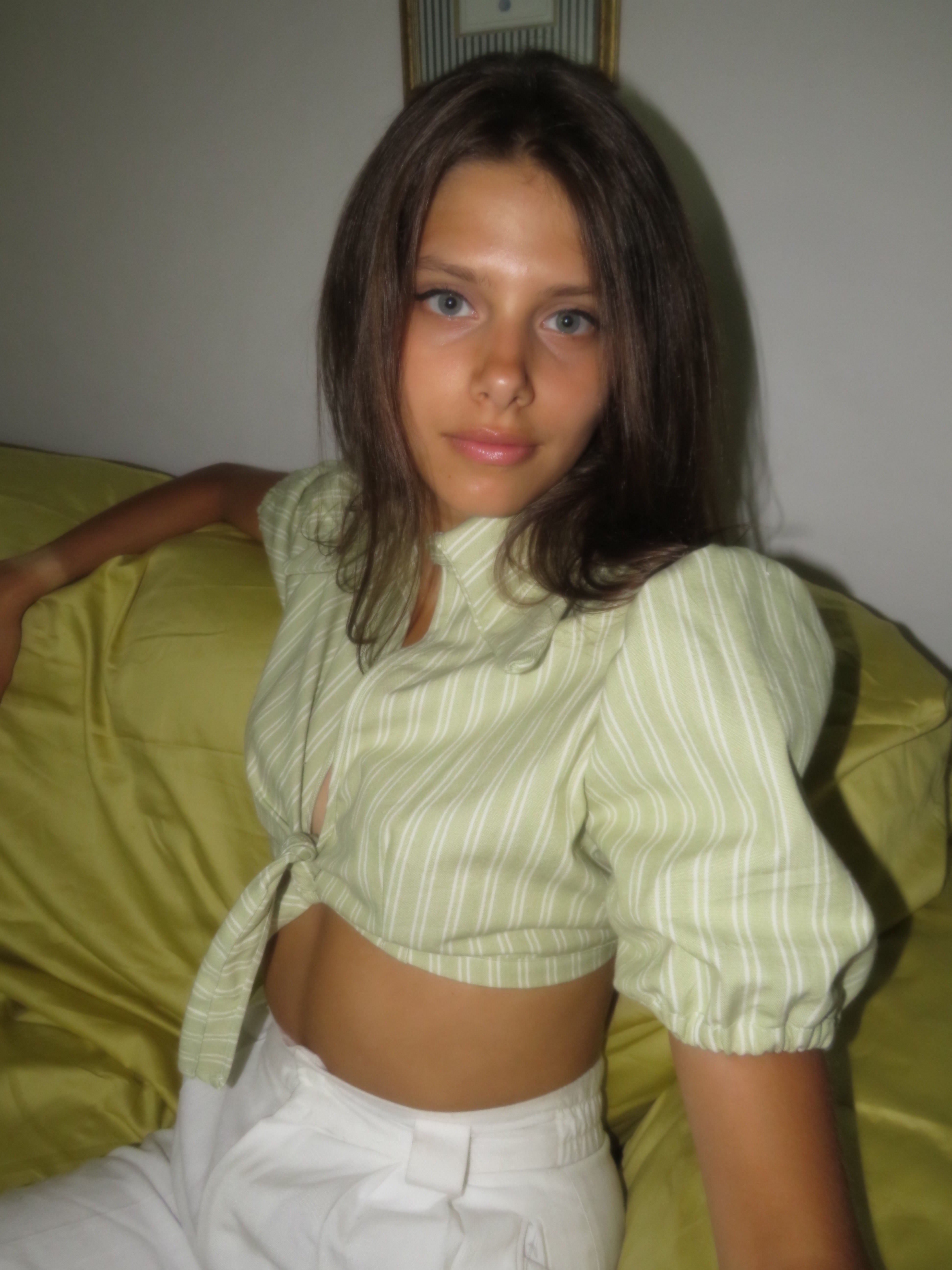 The 60s Spy Top- Leafy Stripe Print