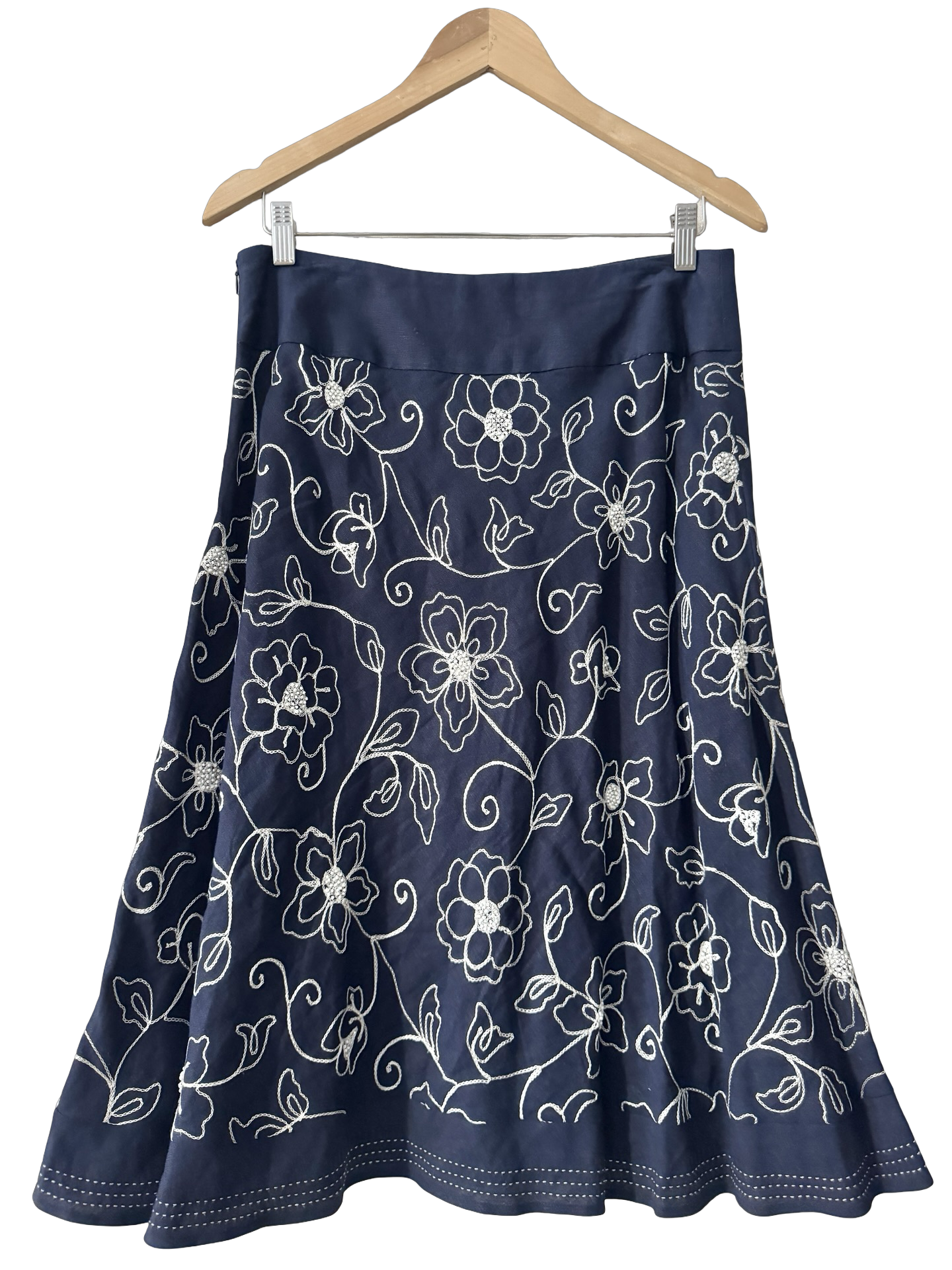 Vintage Y2K Midnight In Bloom Embroidered Midi Skirt (M)