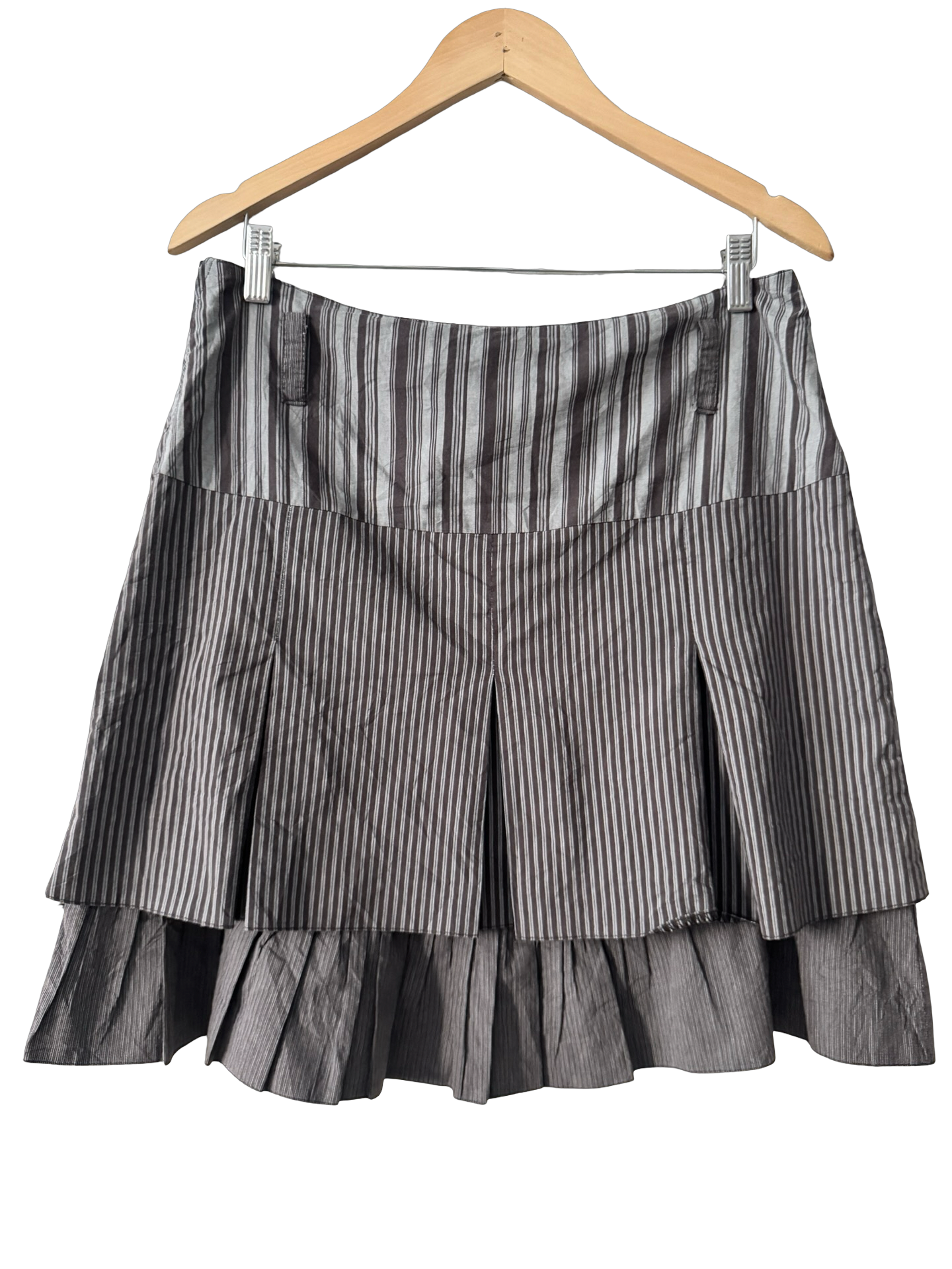 Vintage Y2K French Indie Striped Midi Skirt (M)
