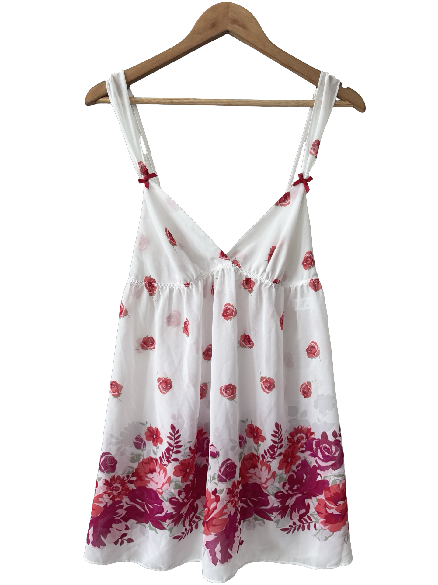 Vintage Y2K Rose Garden Sheer Babydoll Mini Slip (S/M)