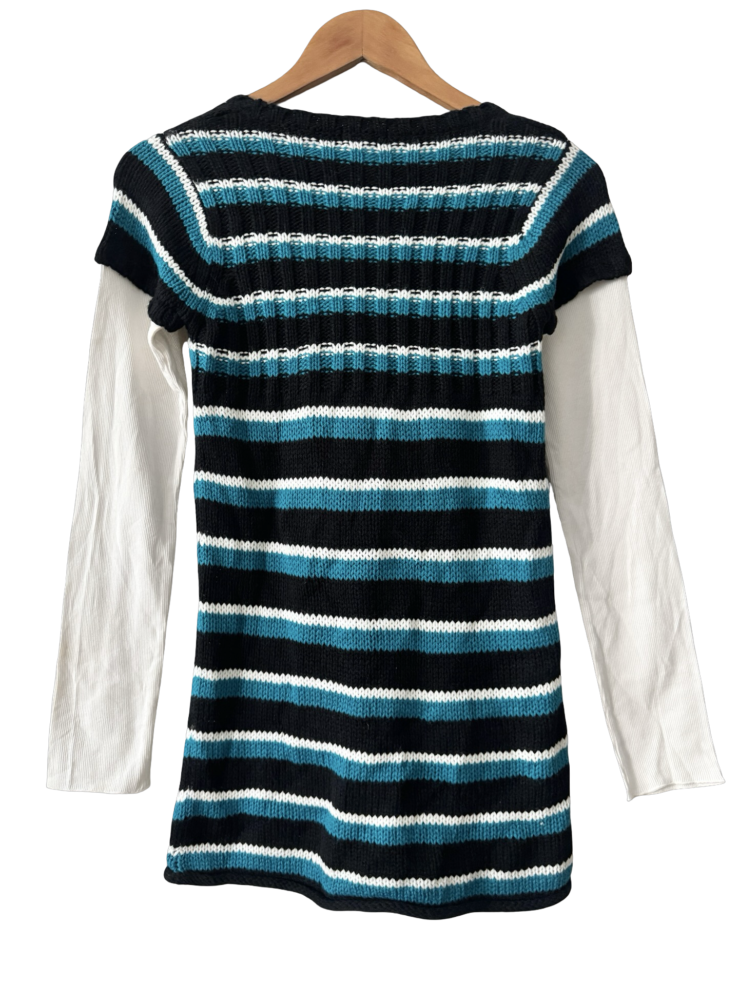 Vintage Y2K Teal Stripe Layered Babydoll Knit (S)