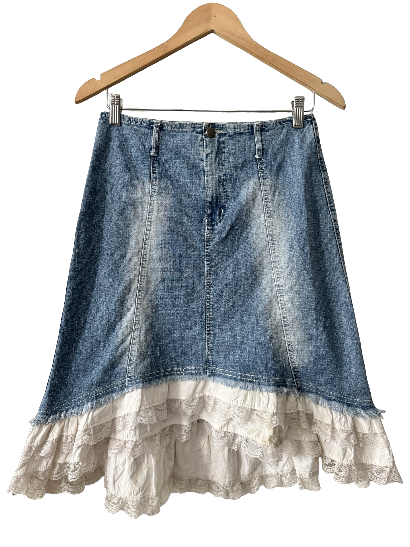 Vintage Y2K Prairie Bride Denim Skirt (S)