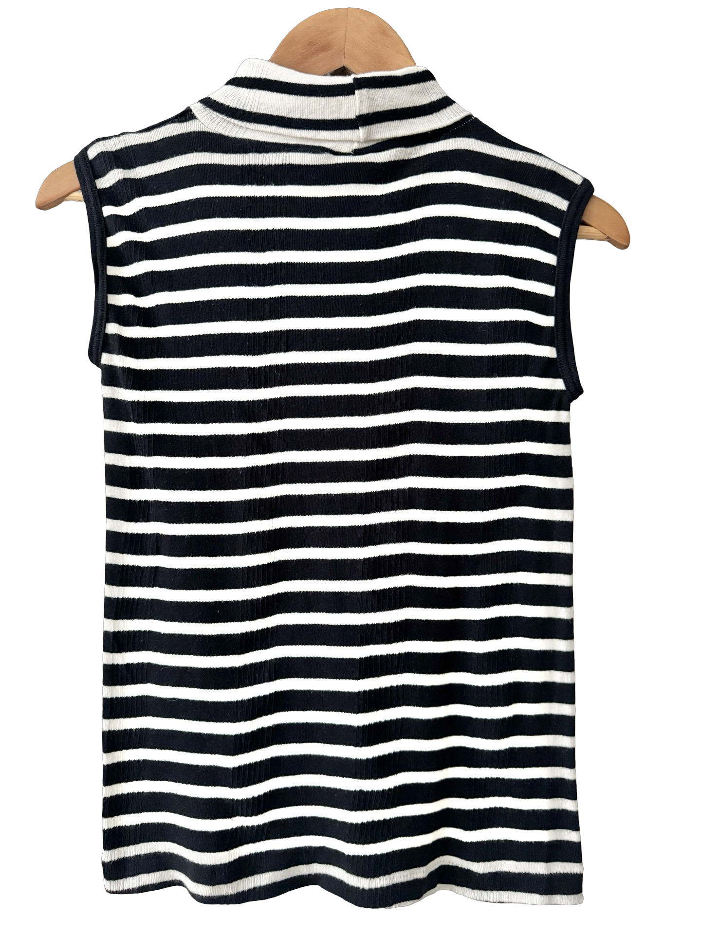 Vintage 80s Cotton Stripe Mock Neck Top (M)