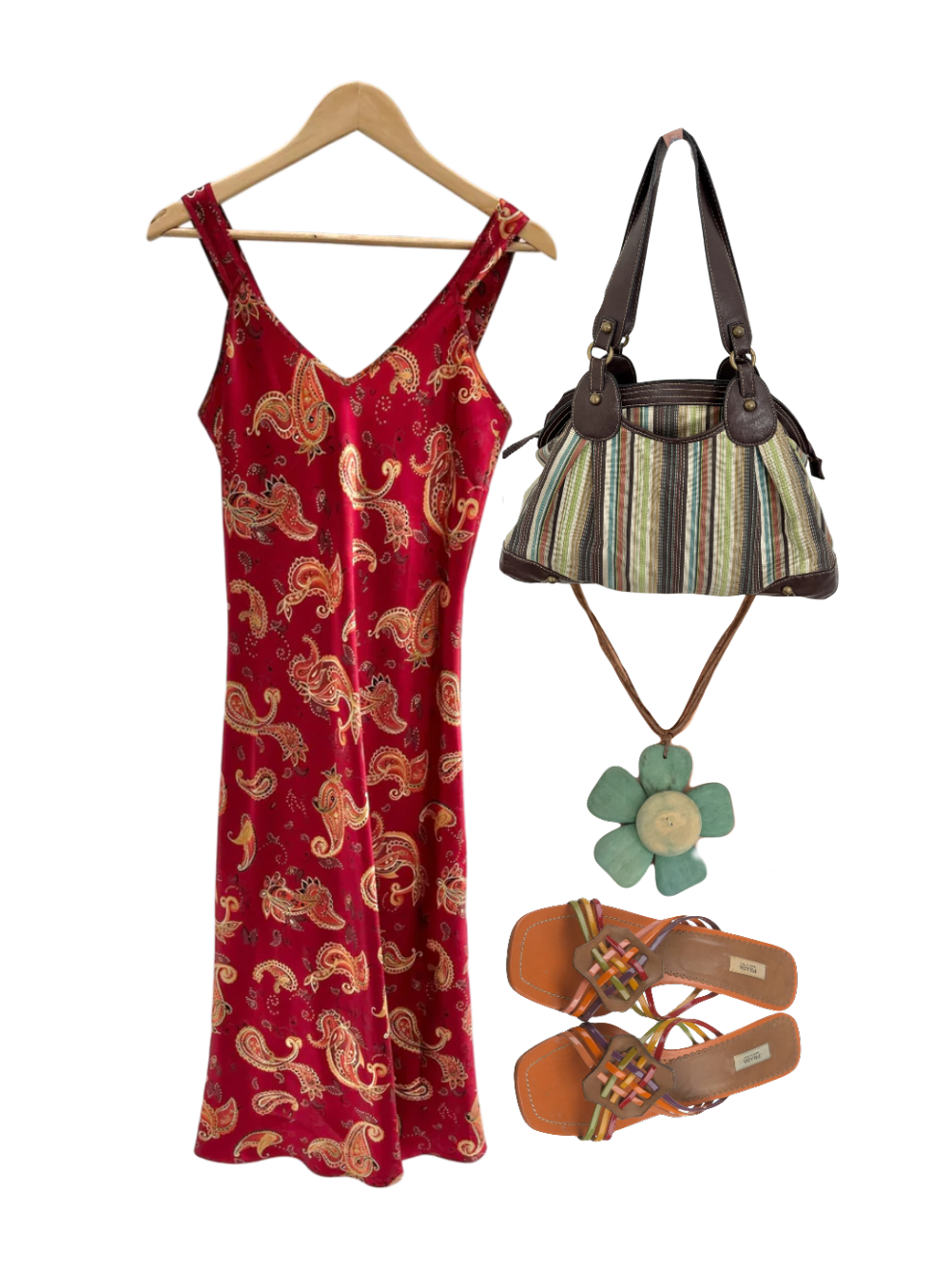 Vintage 90s Floral Slinky Midi Slip Dress (M)