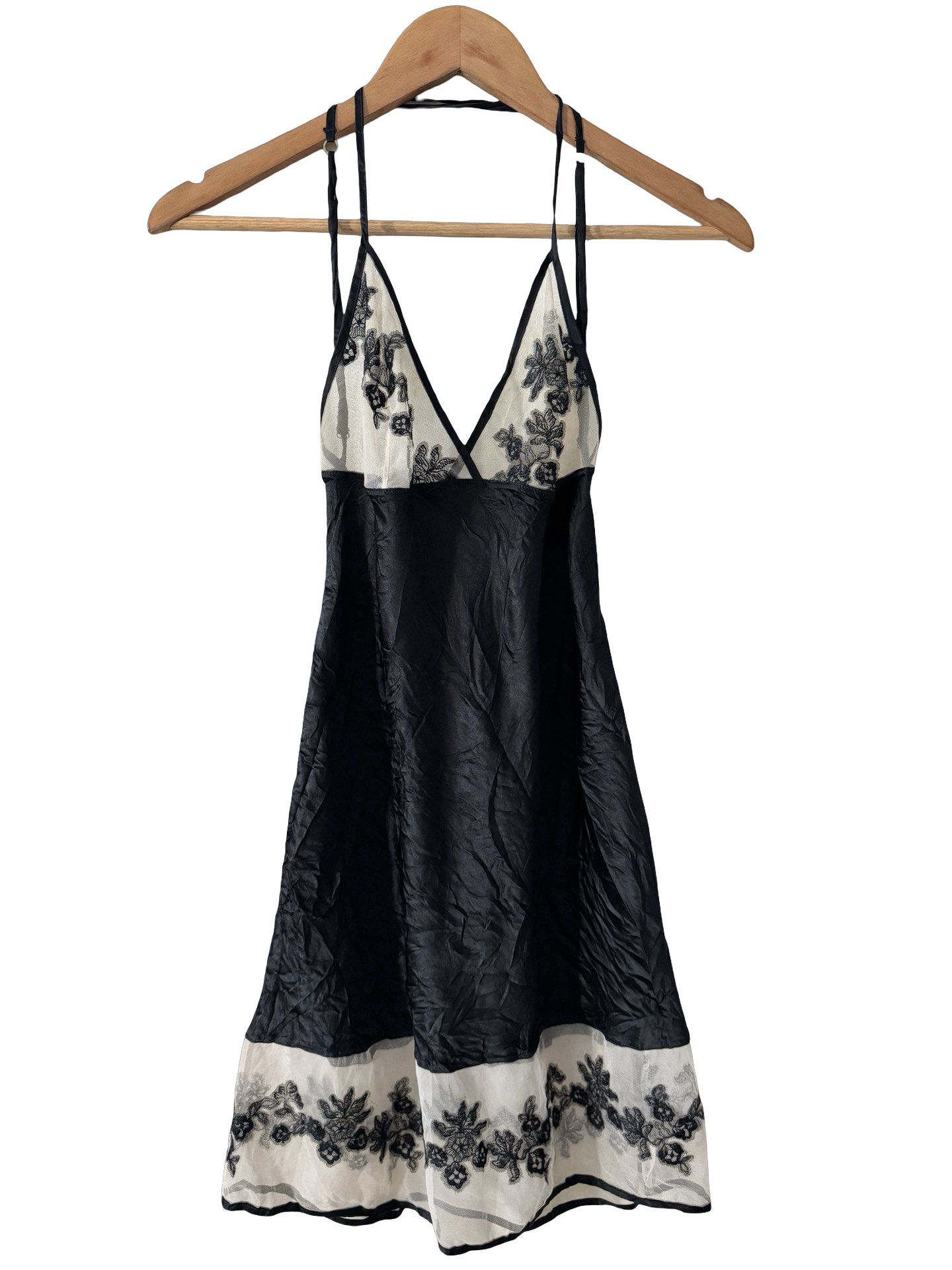Vintage Y2K Italian Midnight Orchid Embroidered Slip Dress (S/M)