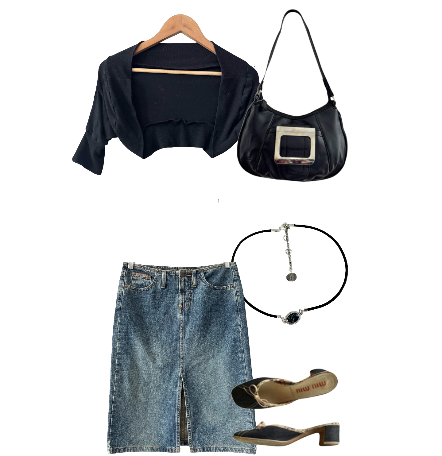 Vintage Y2K Black Cropped Knit Shrug (S)