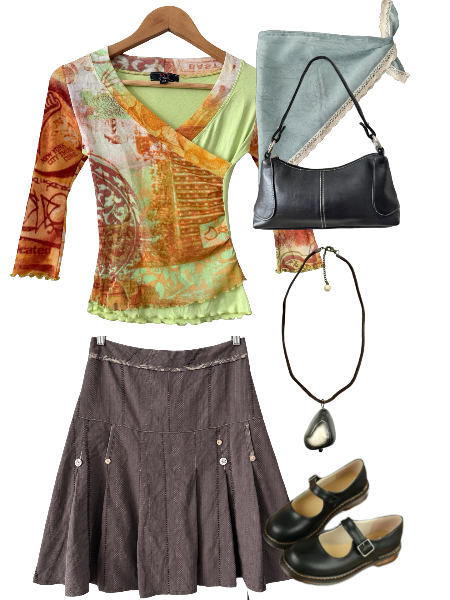 Vintage Y2K Lime City Girl Mesh Top (XS)