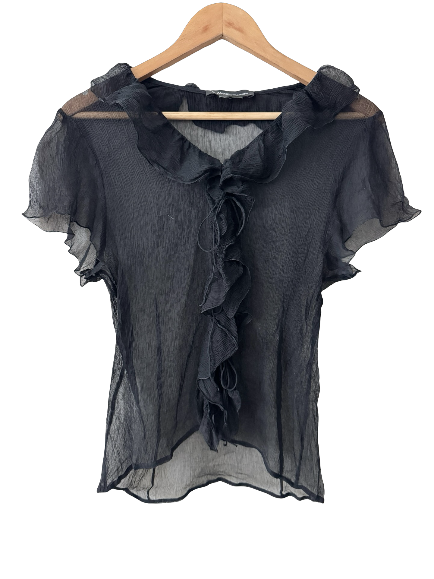 Vintage Y2K Midnight Ruffle Tie Top (M/L)