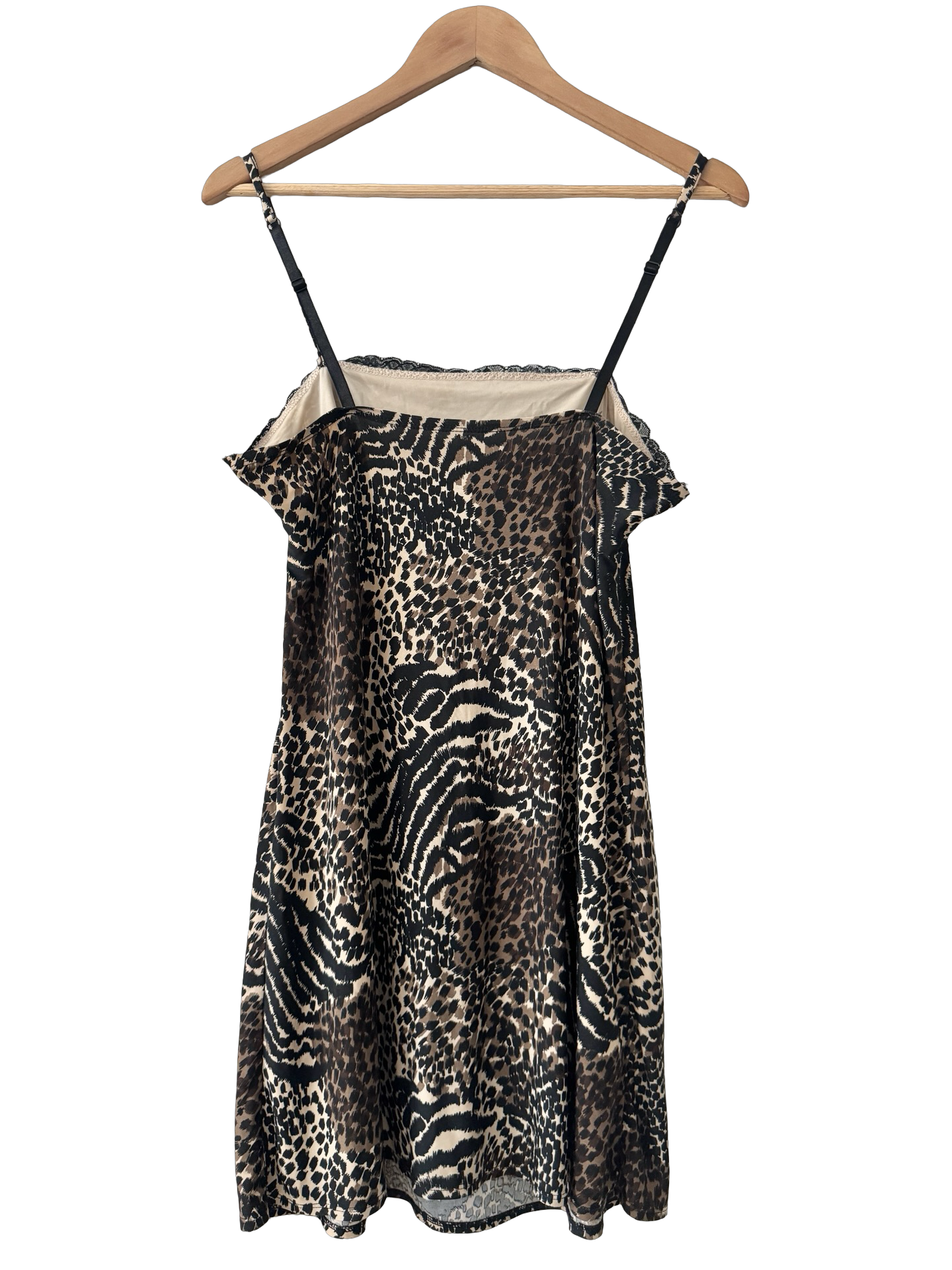 Vintage 90s Animal Print Lace Slip Dress (M)