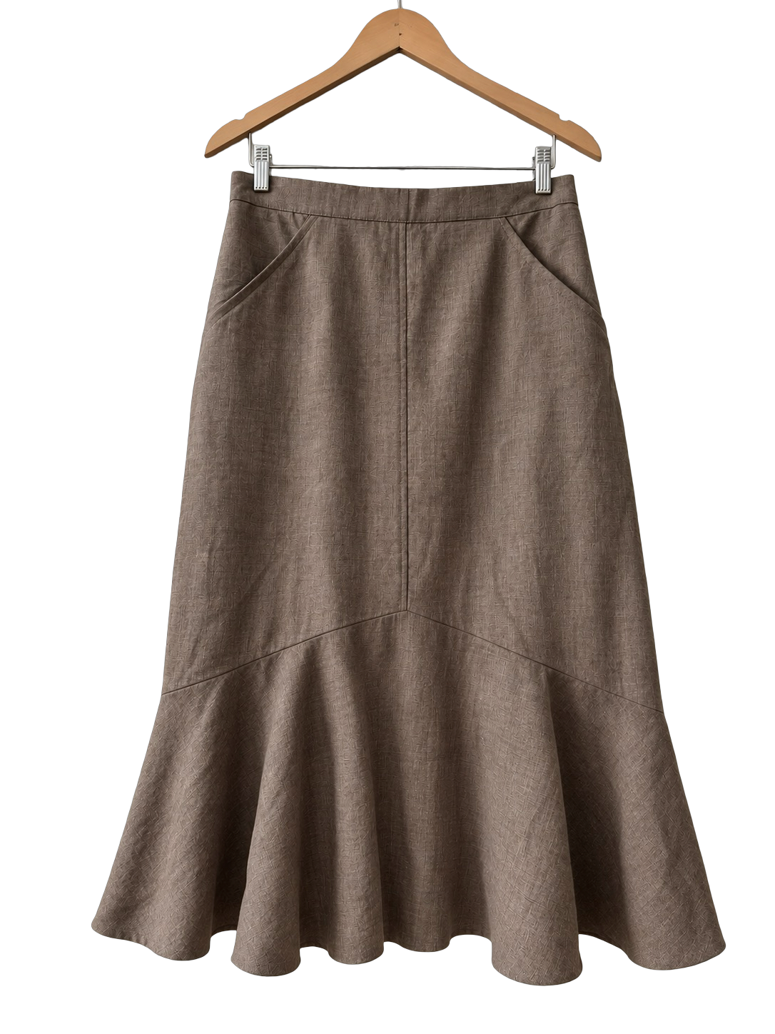 Vintage 90s Cocoa Linen Midi Skirt (M)