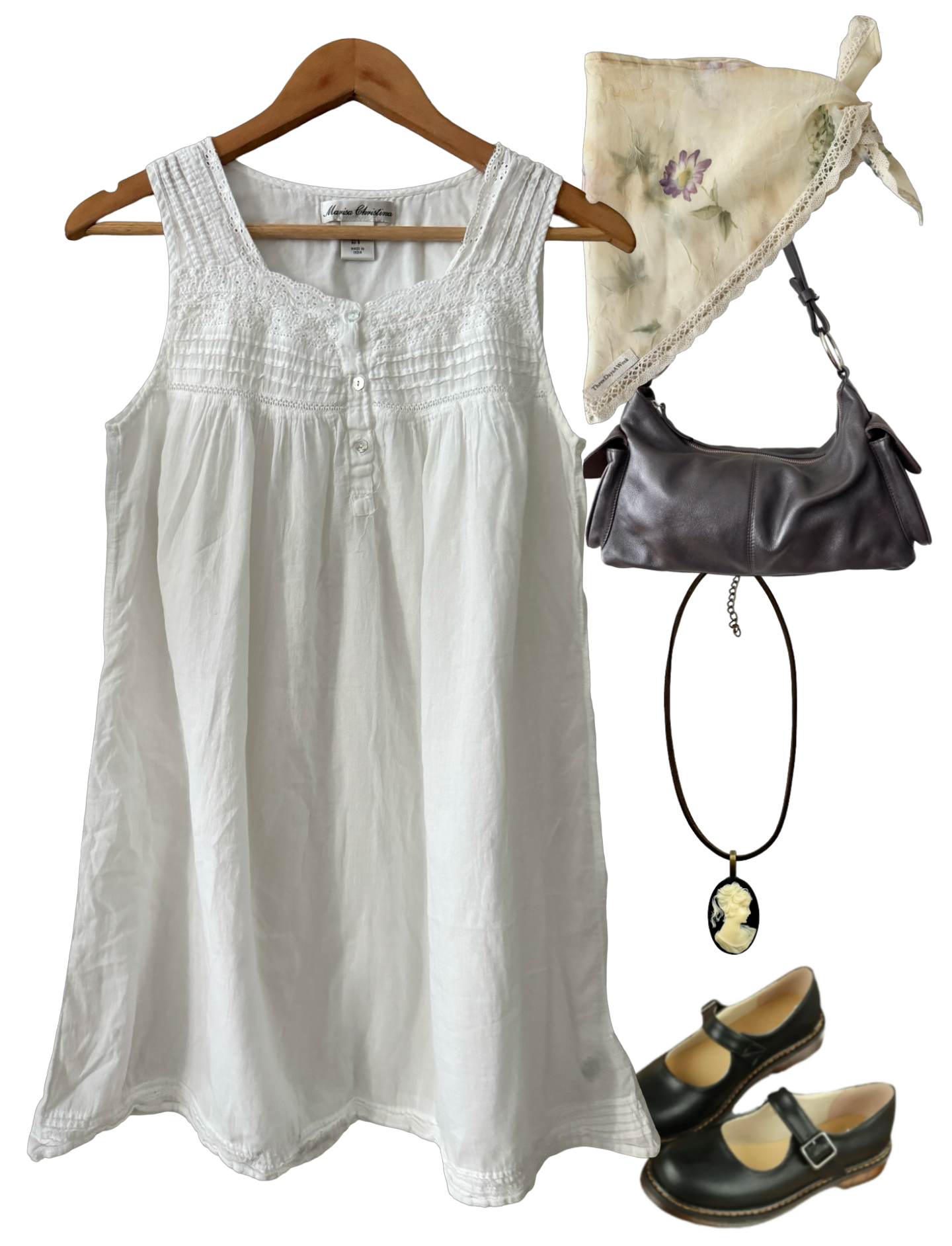 Vintage Y2K Angel Girl Pintuck Babydoll Mini Dress (S)