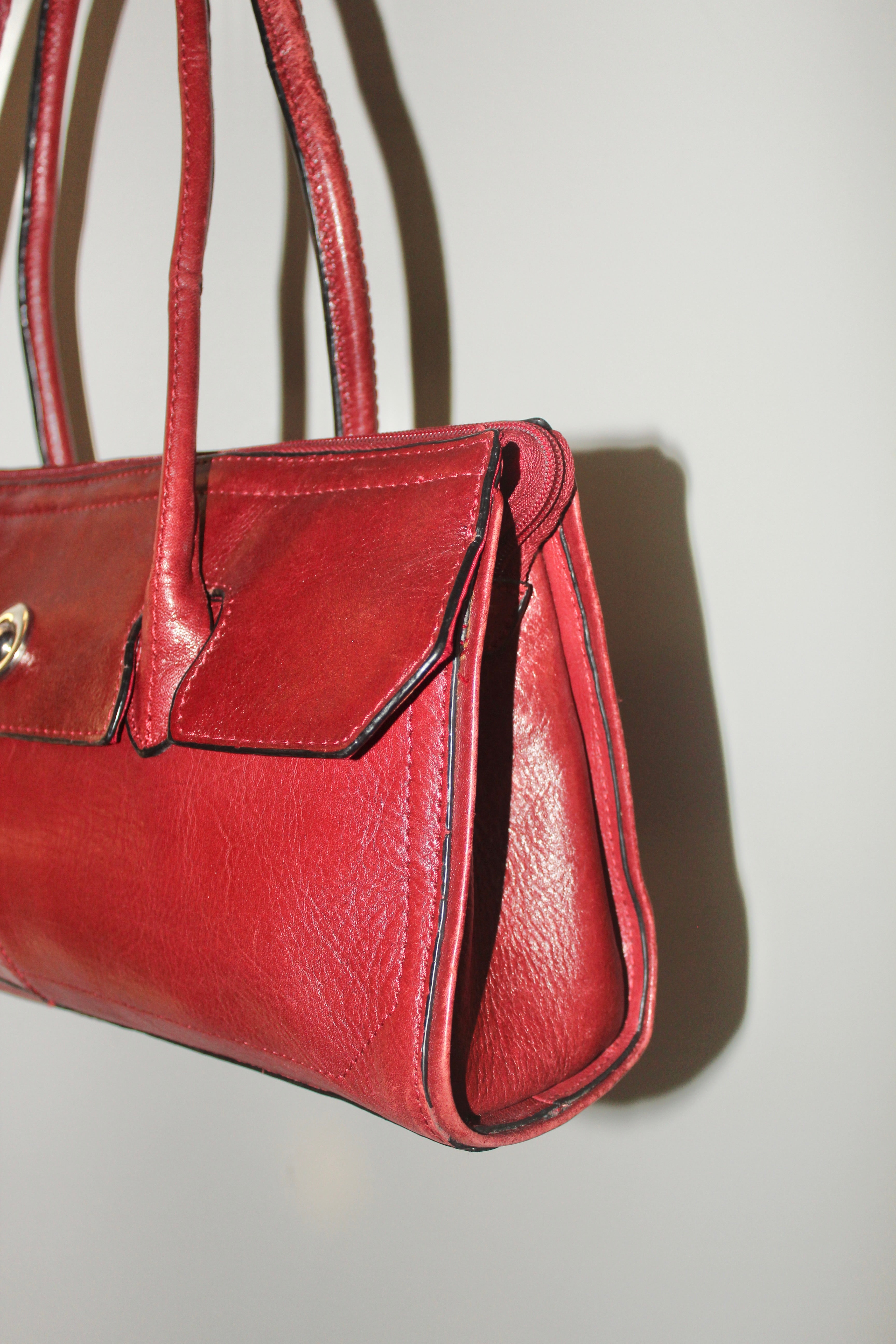 Vintage Cherry Red Leather Purse