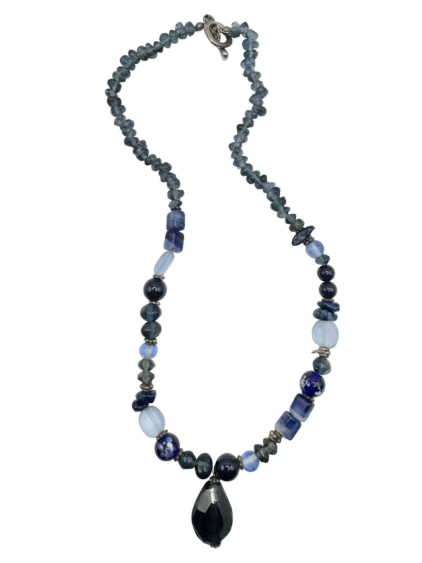 Vintage 90s Midnight Blue Beaded Drop Necklace
