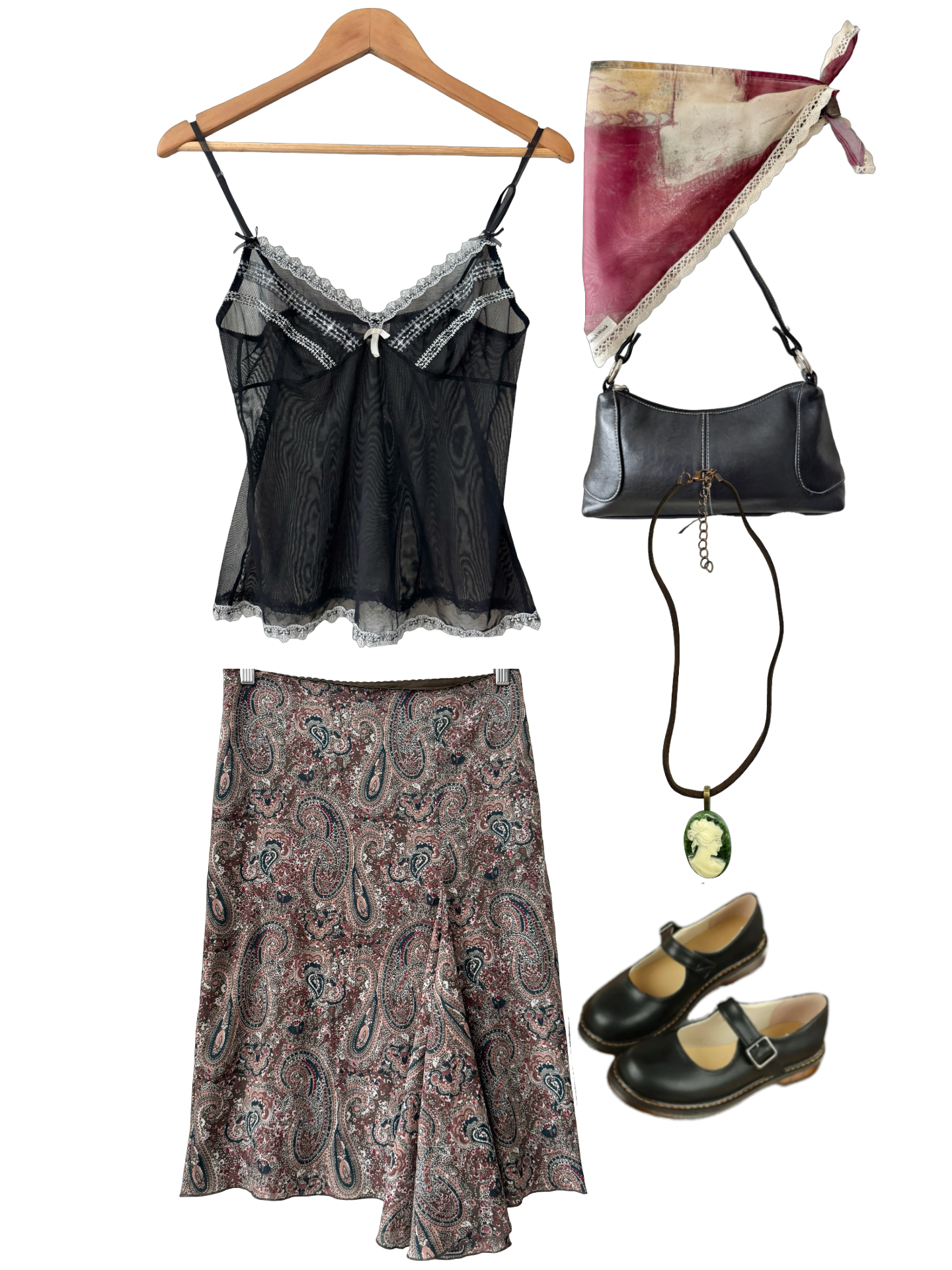 Vintage Y2K Café Paisley Midi Skirt (S)