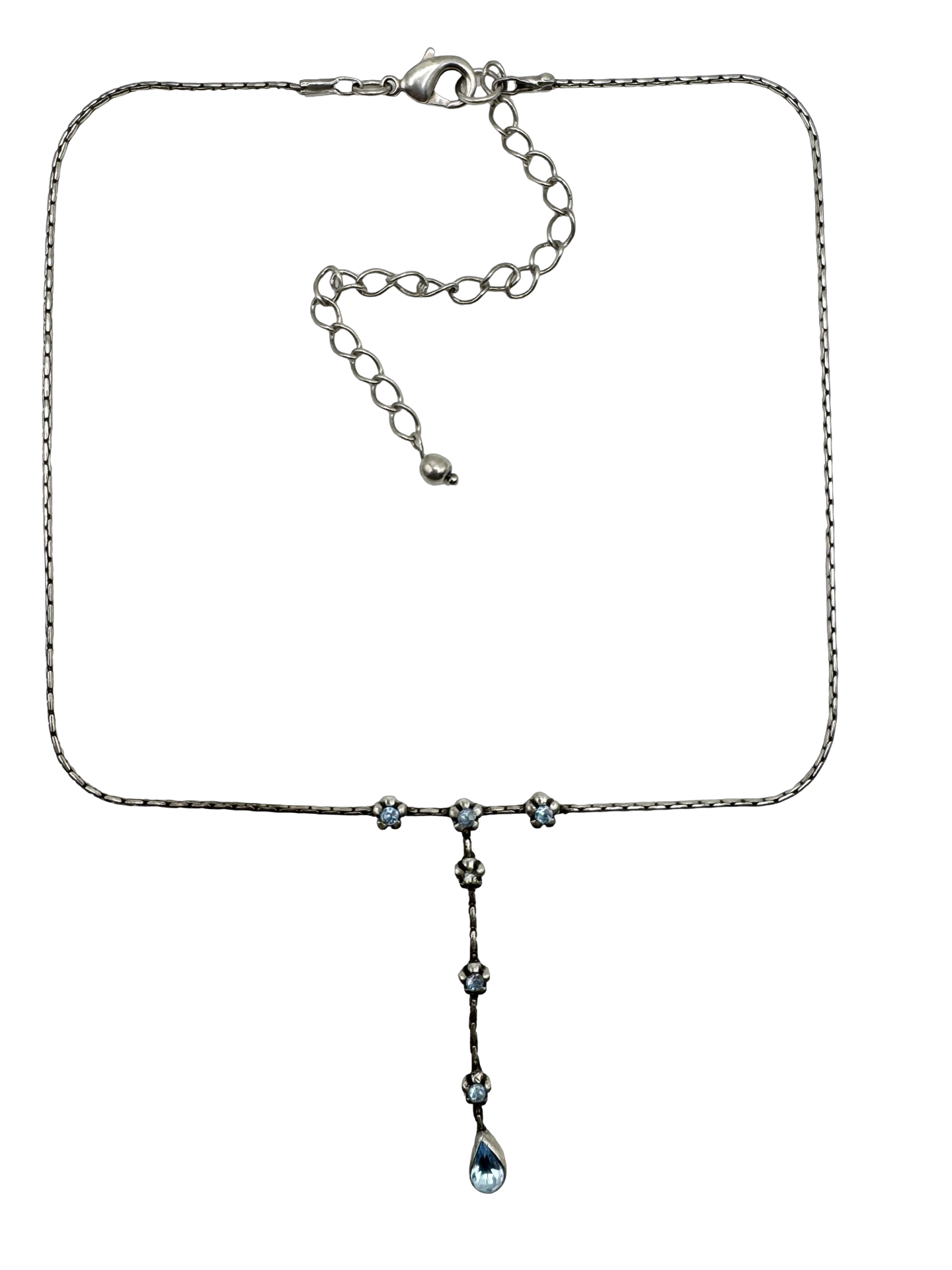 Vintage Y2K Blue Crystal Y-Drop Necklace