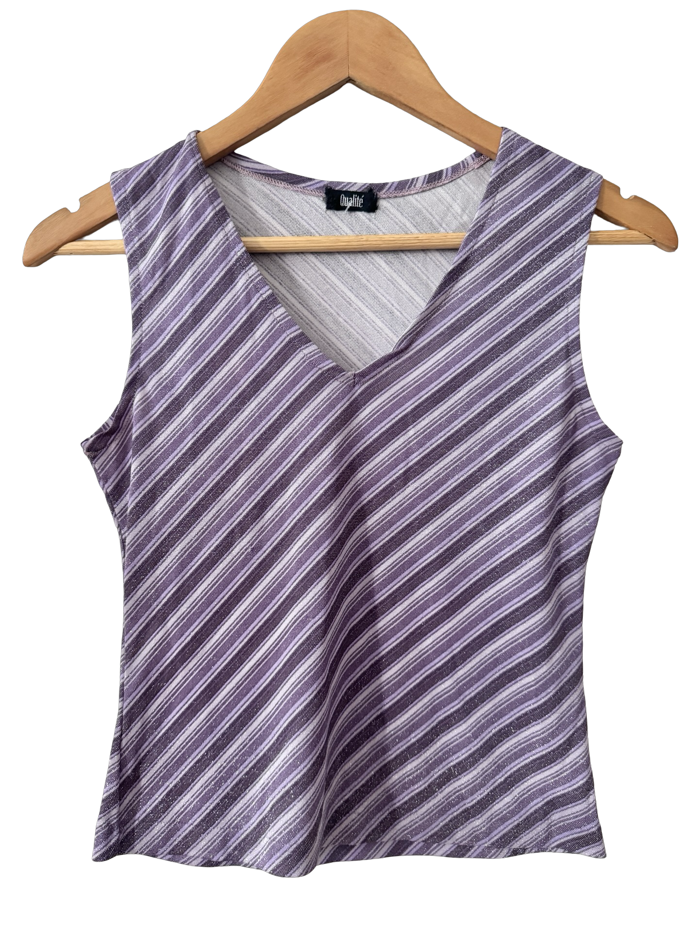 Vintage Y2K Purple Diagonal Stripe Top (S)