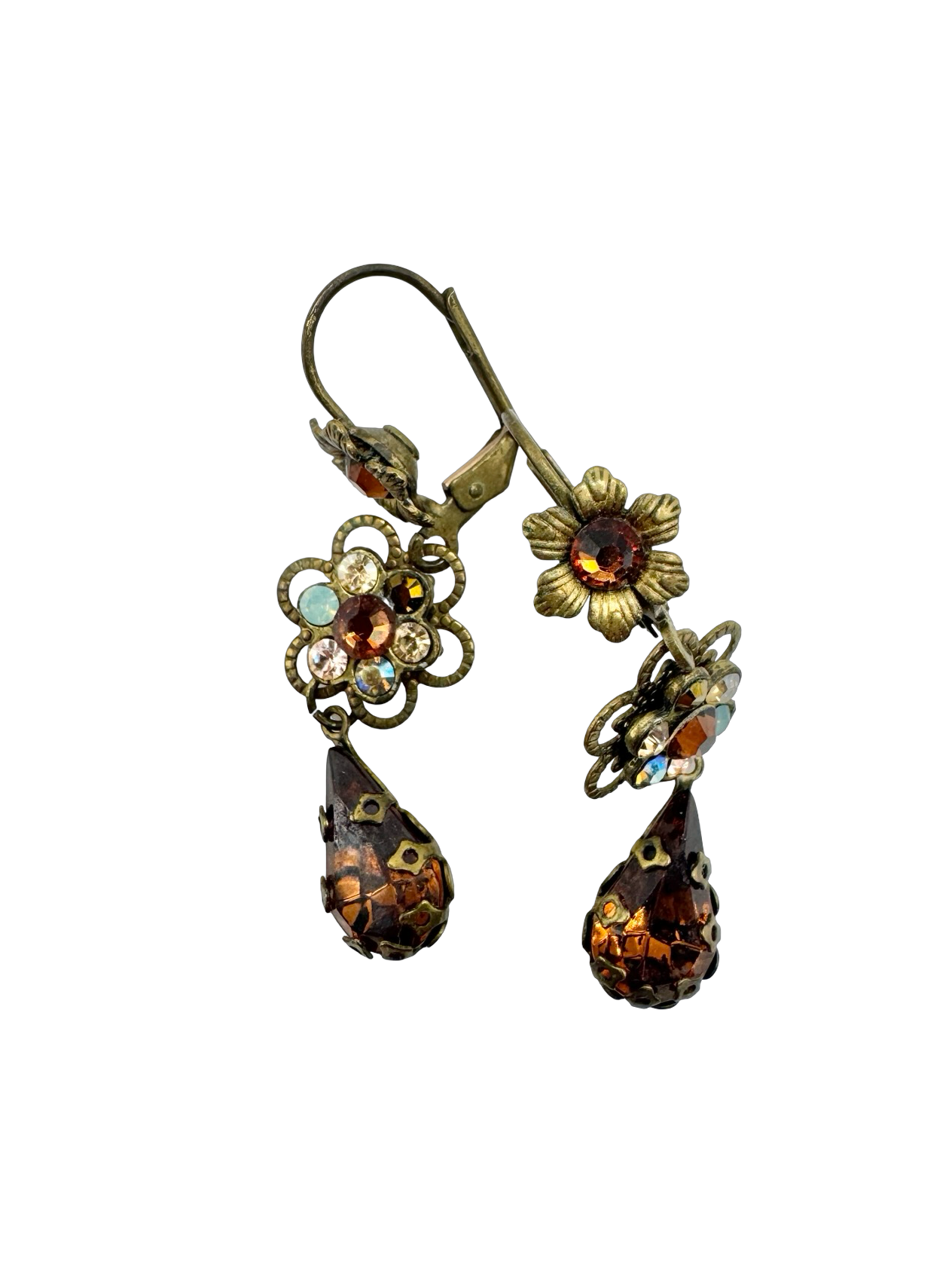 Vintage 90s Secret Garden Amber Drop Earrings