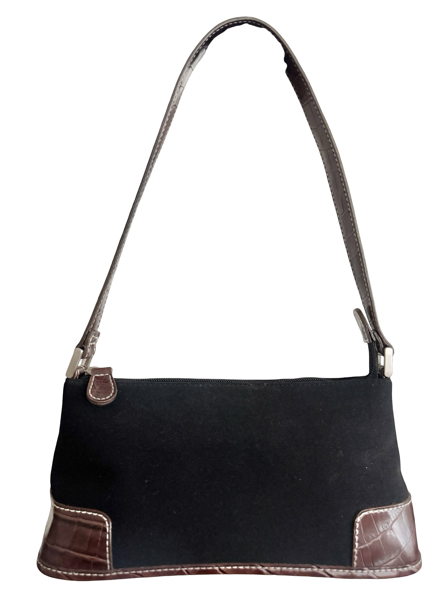 Vintage 90s Espresso Croc Baguette Bag