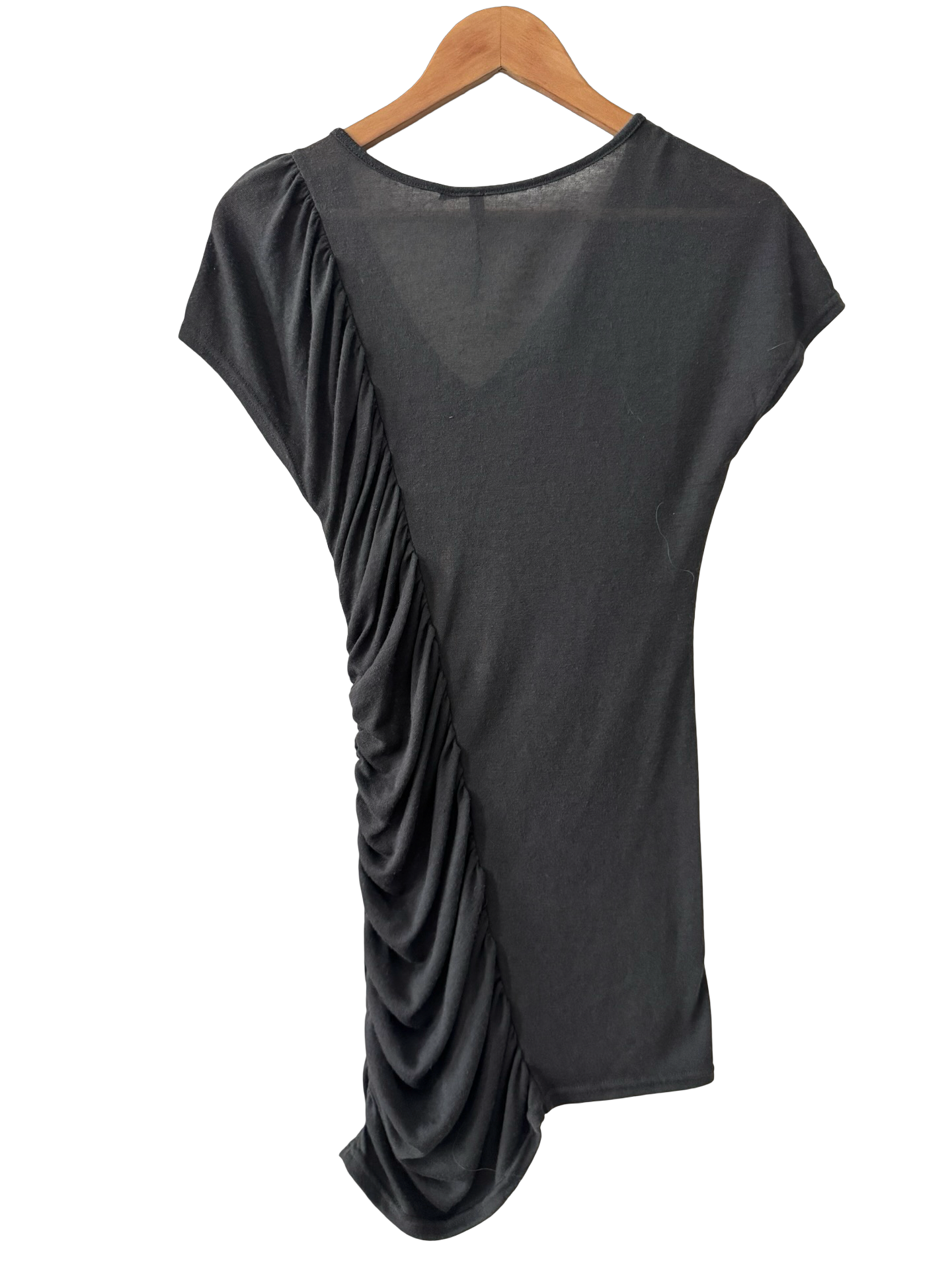Vintage Y2K Charcoal Ruched Asymmetrical Top (M)