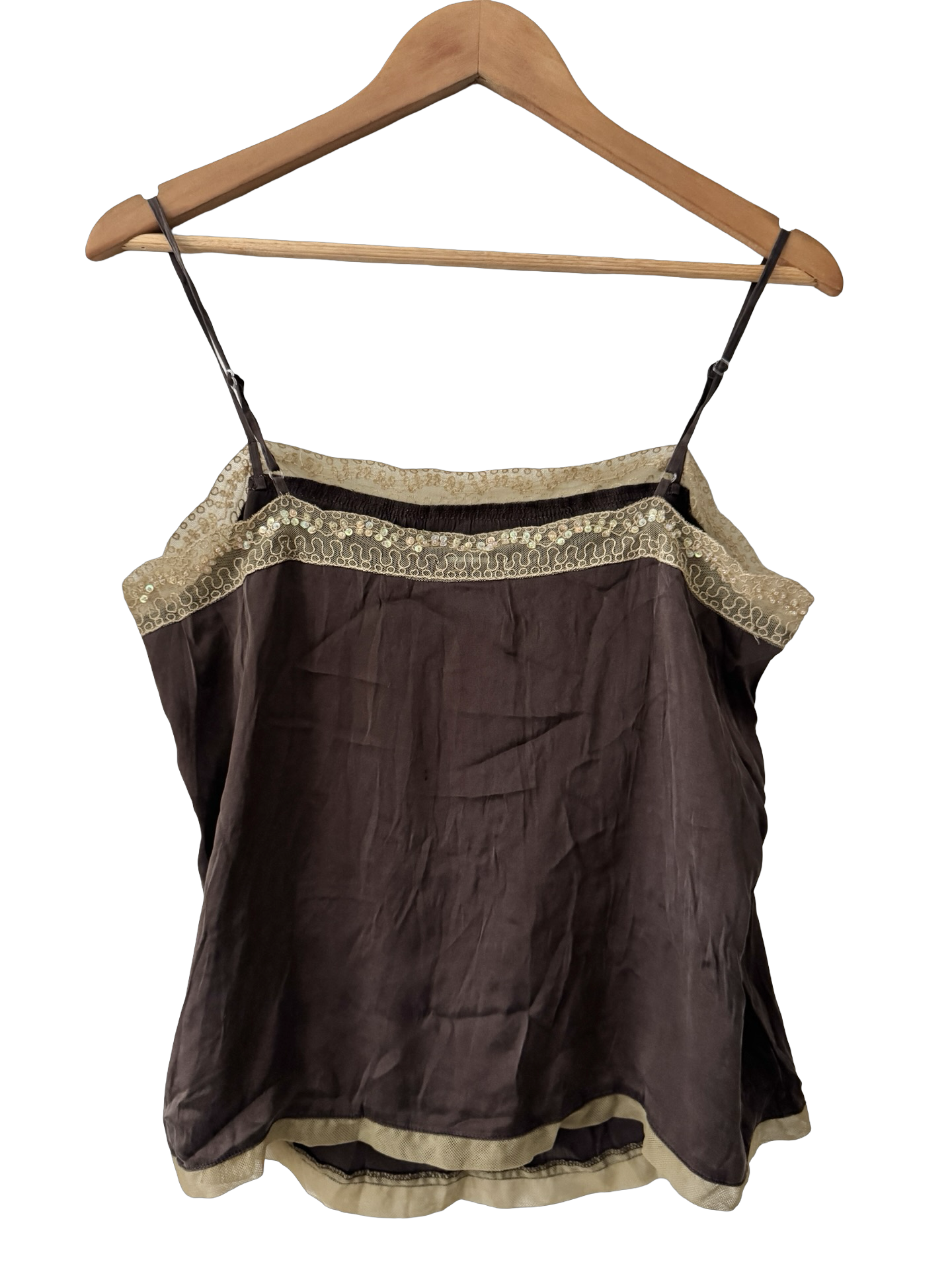 Vintage Y2K Golden Deco Silk Babydoll Cami (L)