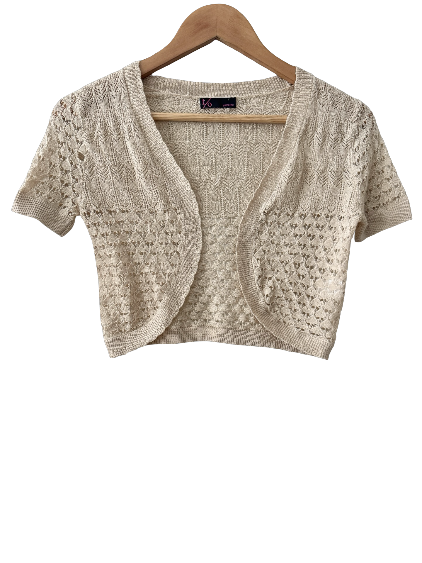 Vintage 90s Oatmeal Pointelle Bolero (S/M)