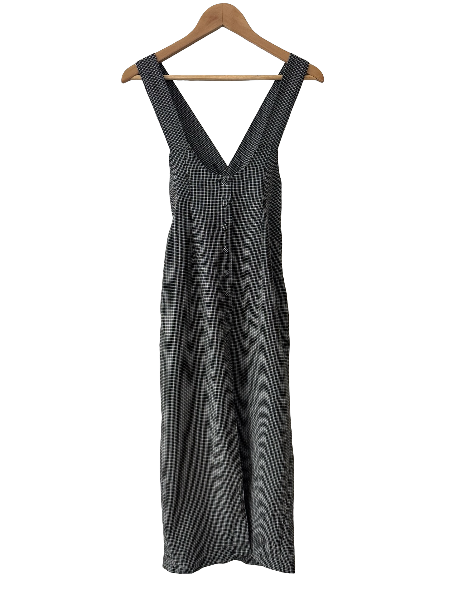 Vintage 90s Indie Overall Check Midi Dress (S)