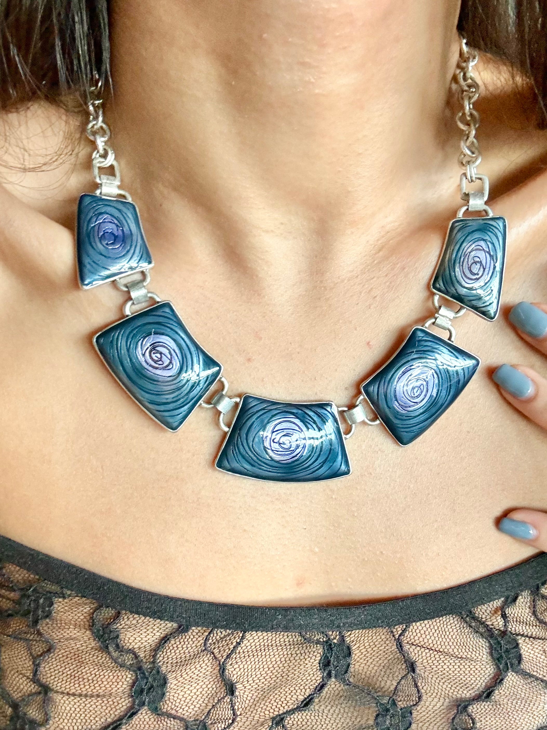 Abstract Swirl Statement Necklace