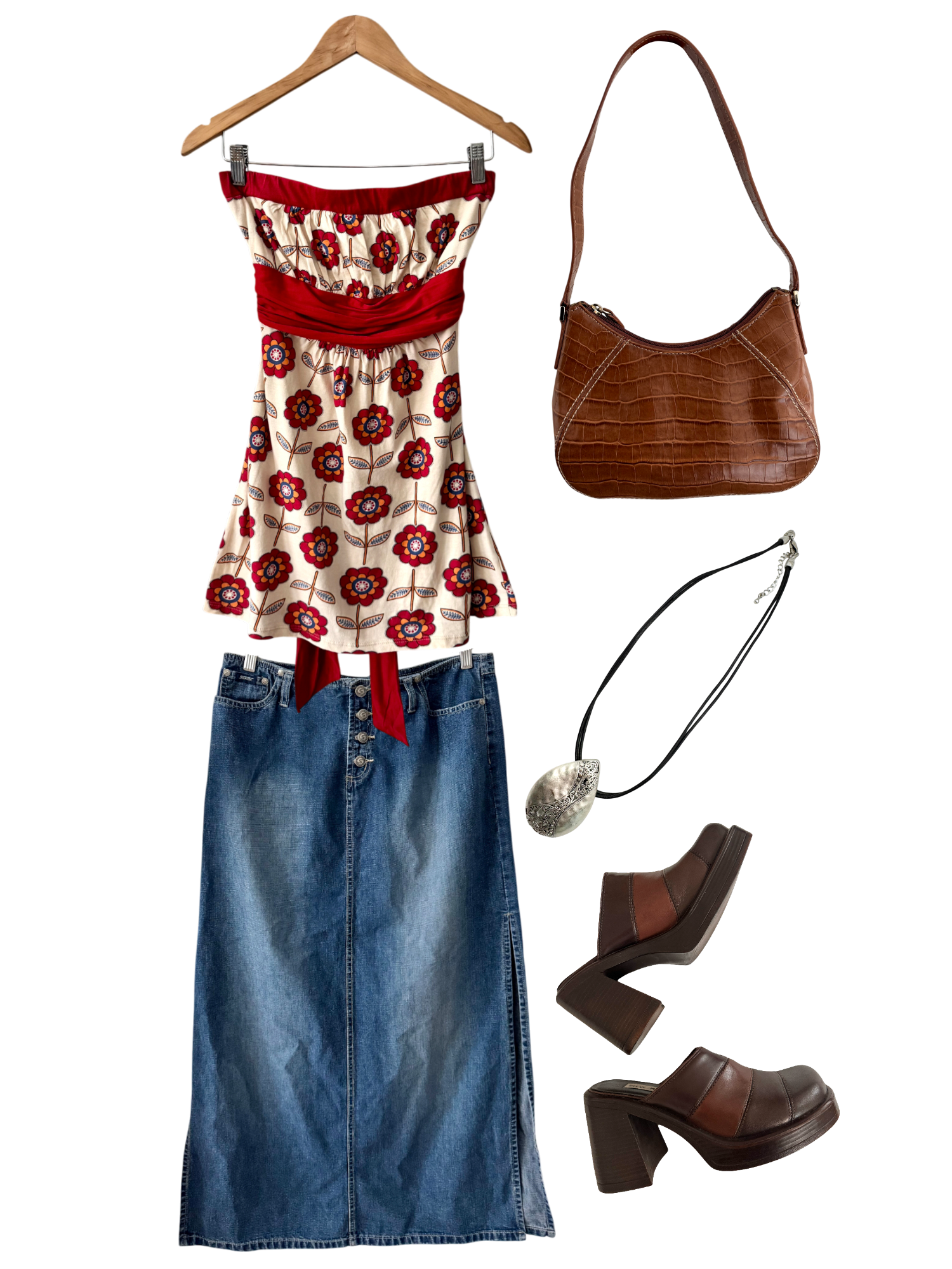 Vintage F.A.N.G. Cherry Bloom Strapless Top (M)