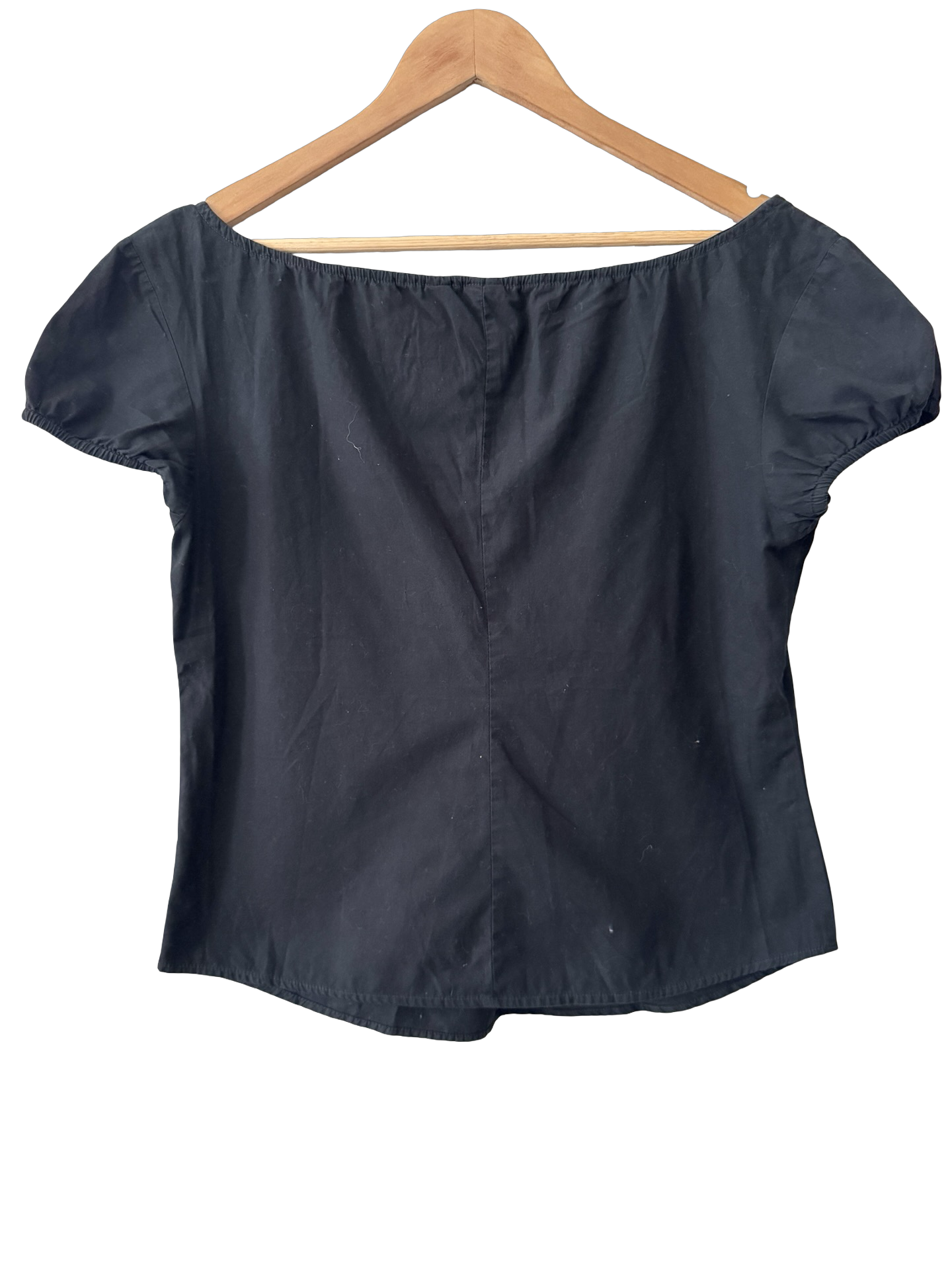 Vintage Y2K Midnight Embroidered Peasant Top (S/M)