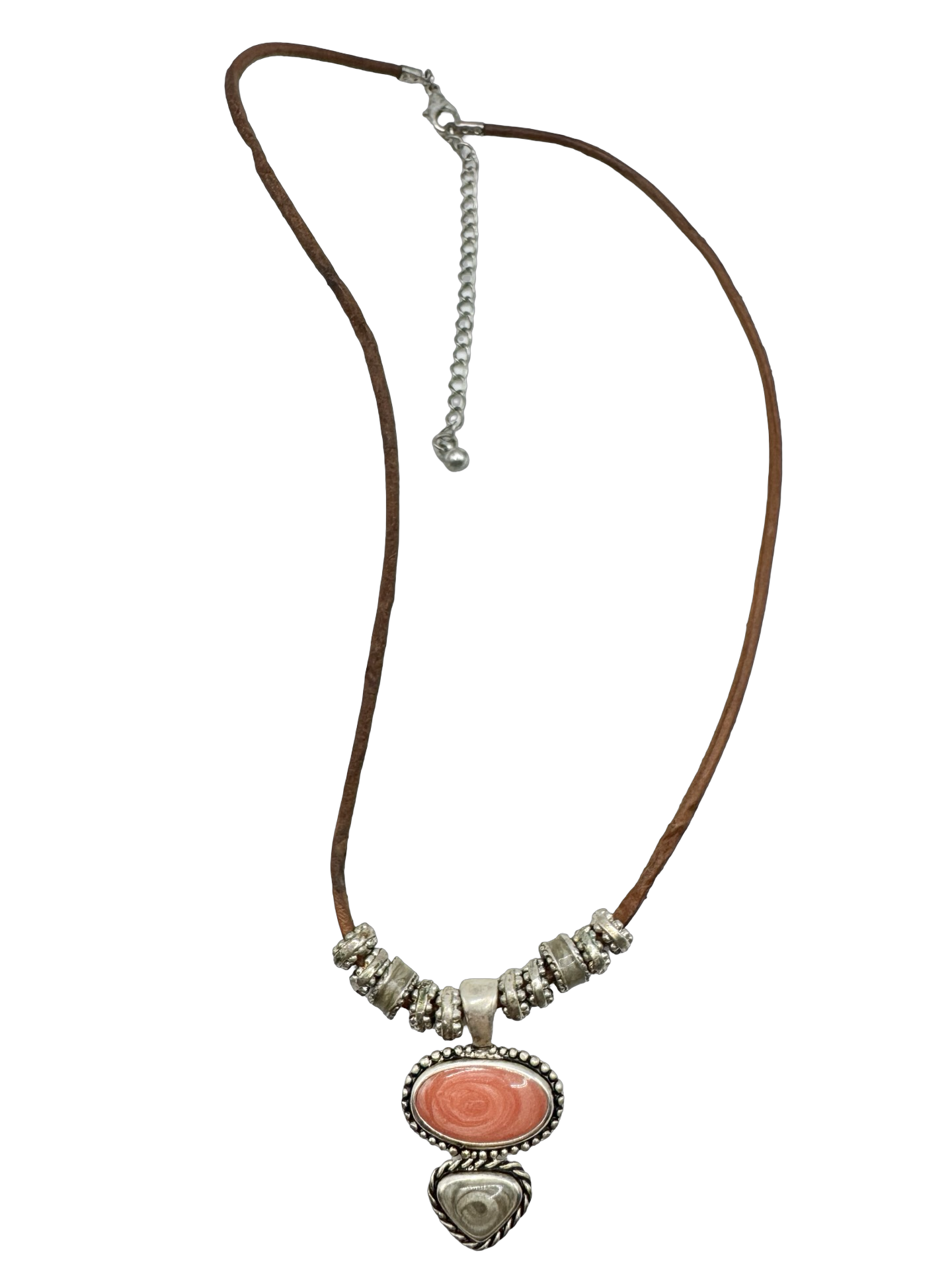 Vintage Boho Coral Stone Pendant Necklace