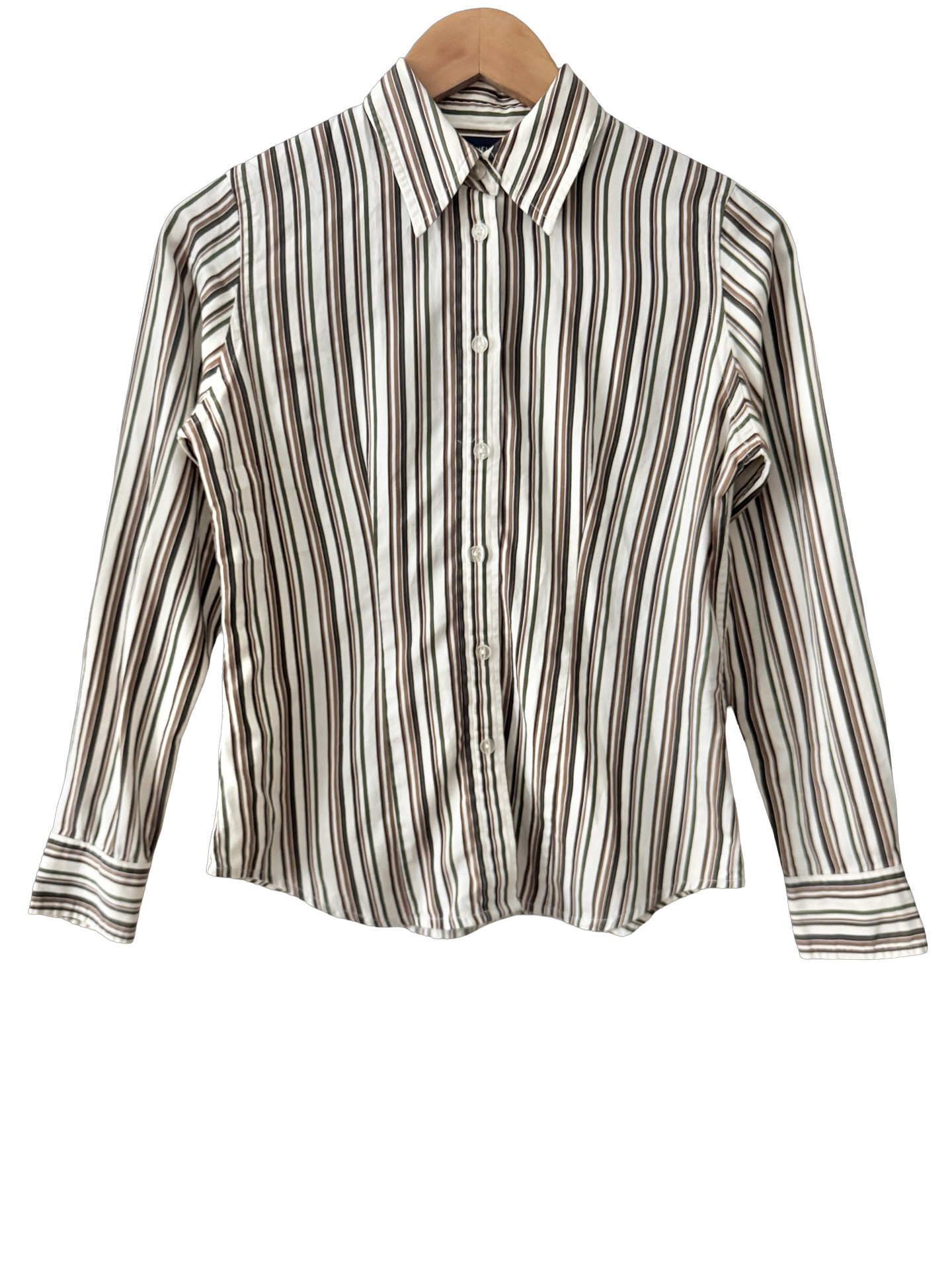 Vintage 90s Espresso Stripe Blouse (S)