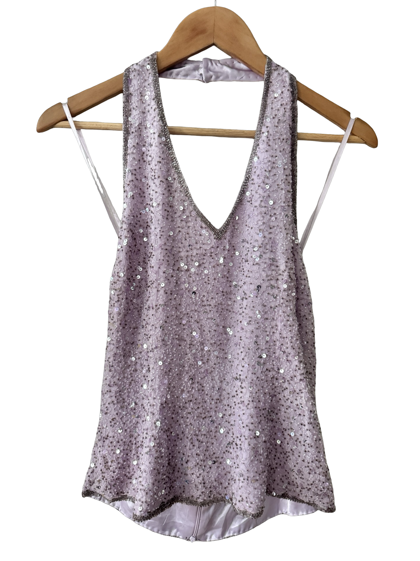 Vintage Y2K Lavender Hour Silk Halter (M)