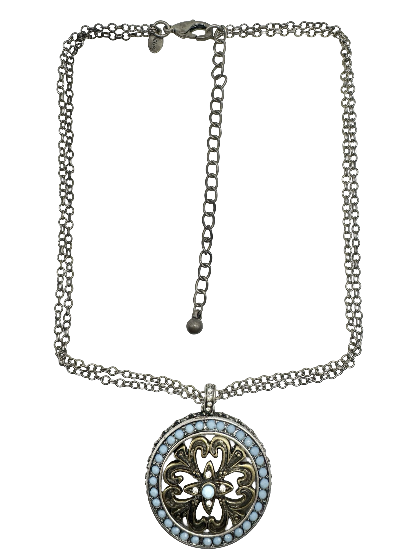 Vintage Y2K Blue Saint Medallion Necklace