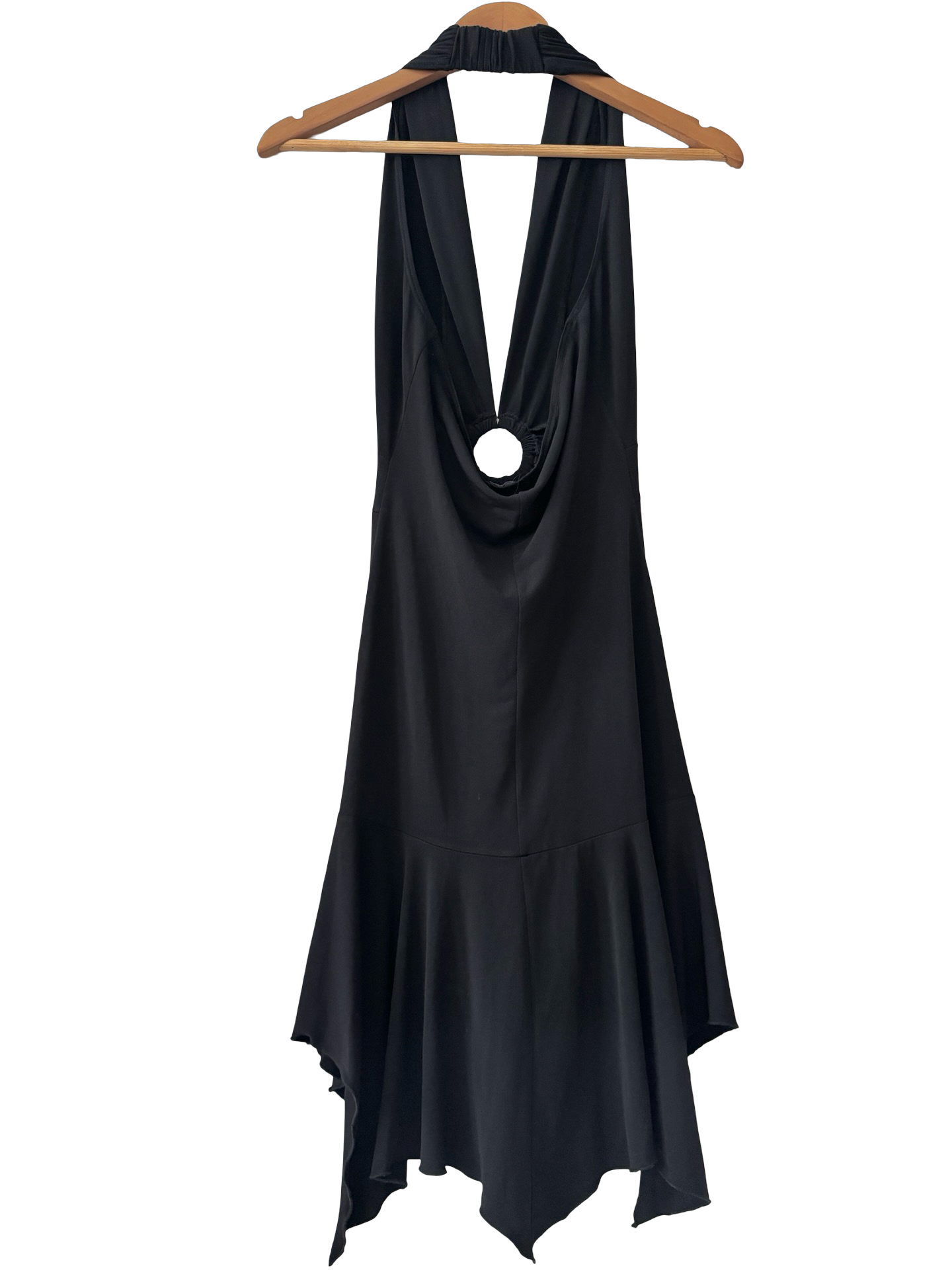 Vintage 90s Ring-Detail Handkerchief Halter Dress (M)