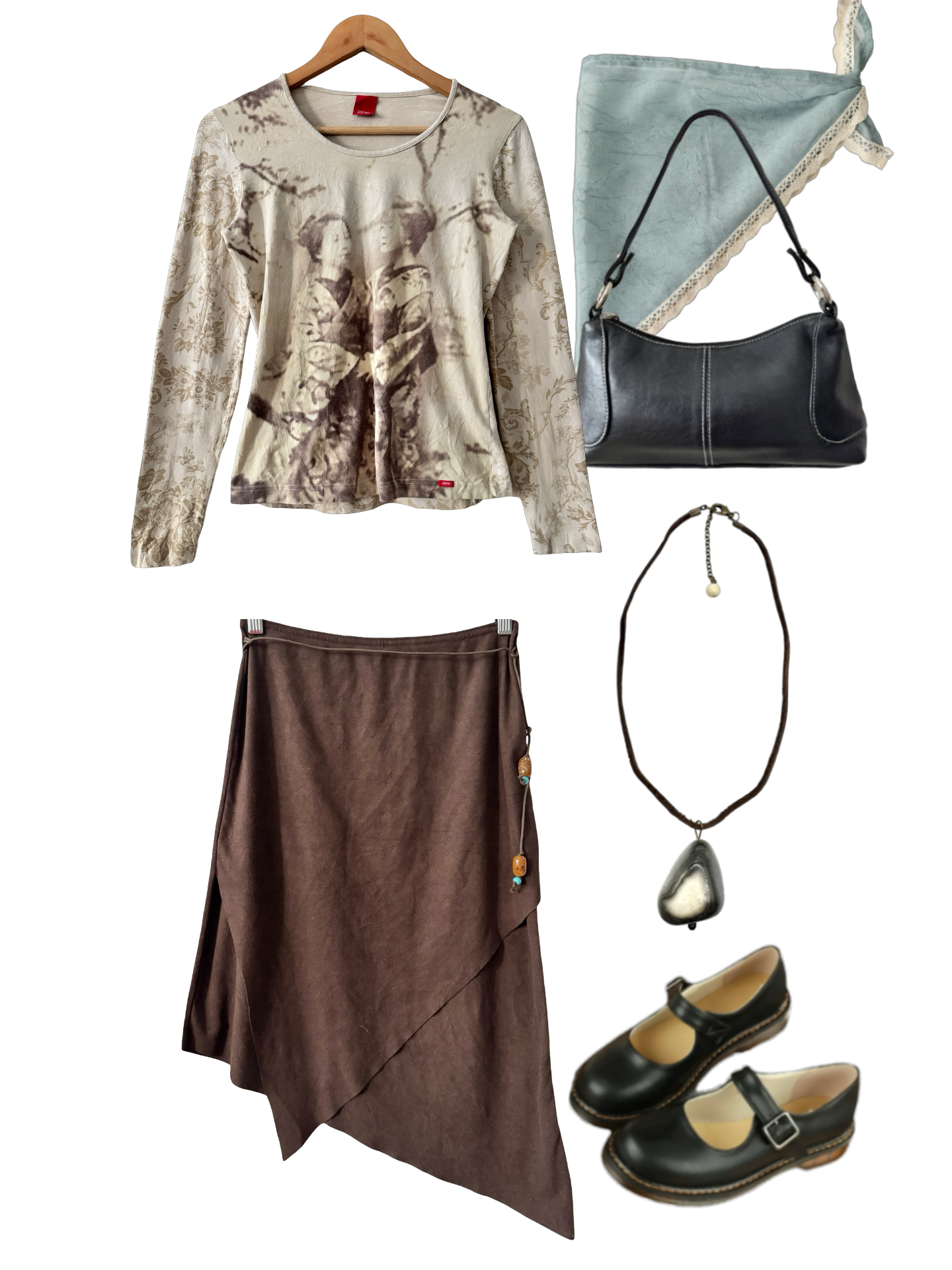 Vintage Y2K Espresso Martini  Asymmetric Midi Skirt (XS/S)