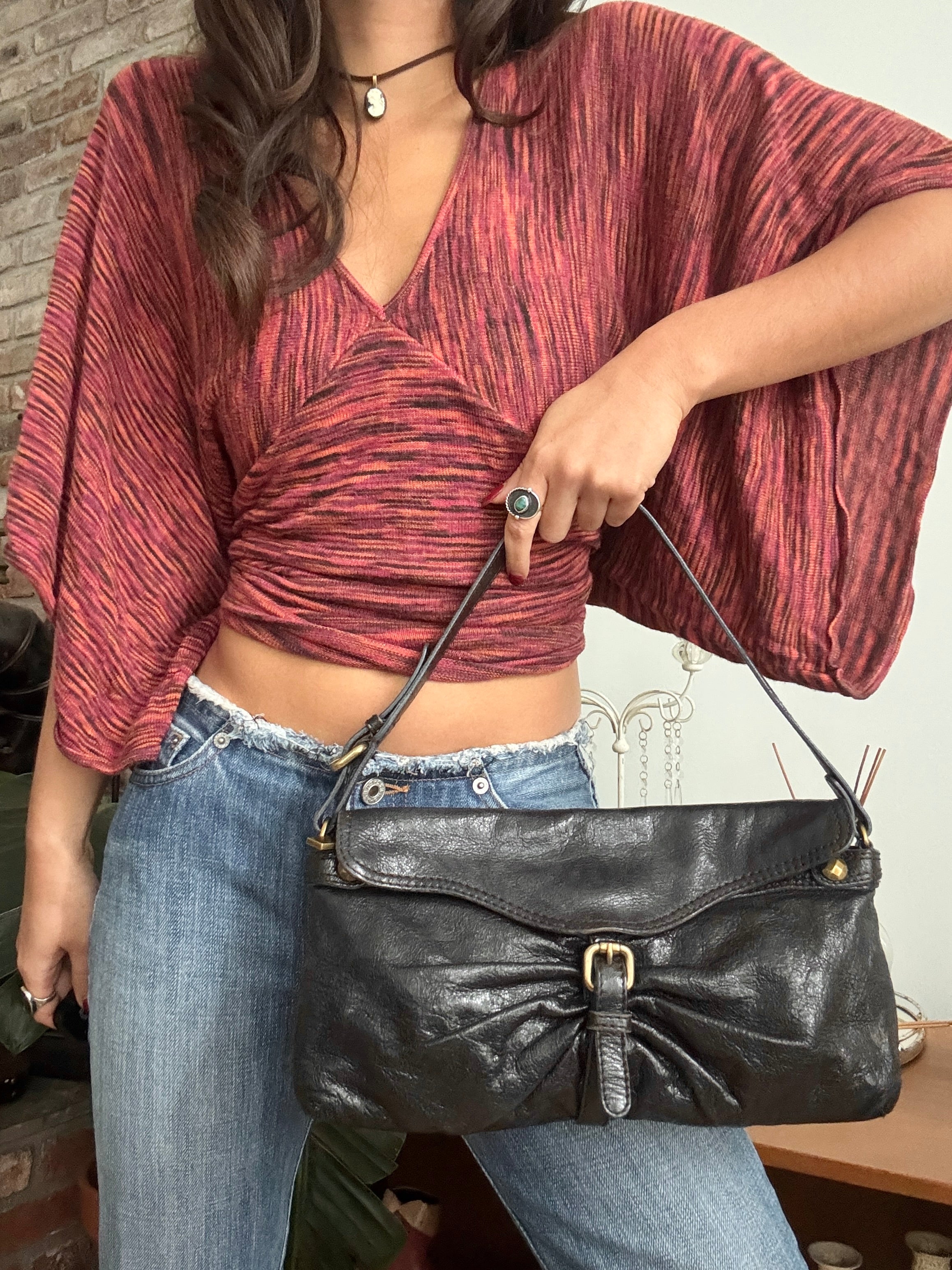 Vintage Y2K Leather Buckle Baguette