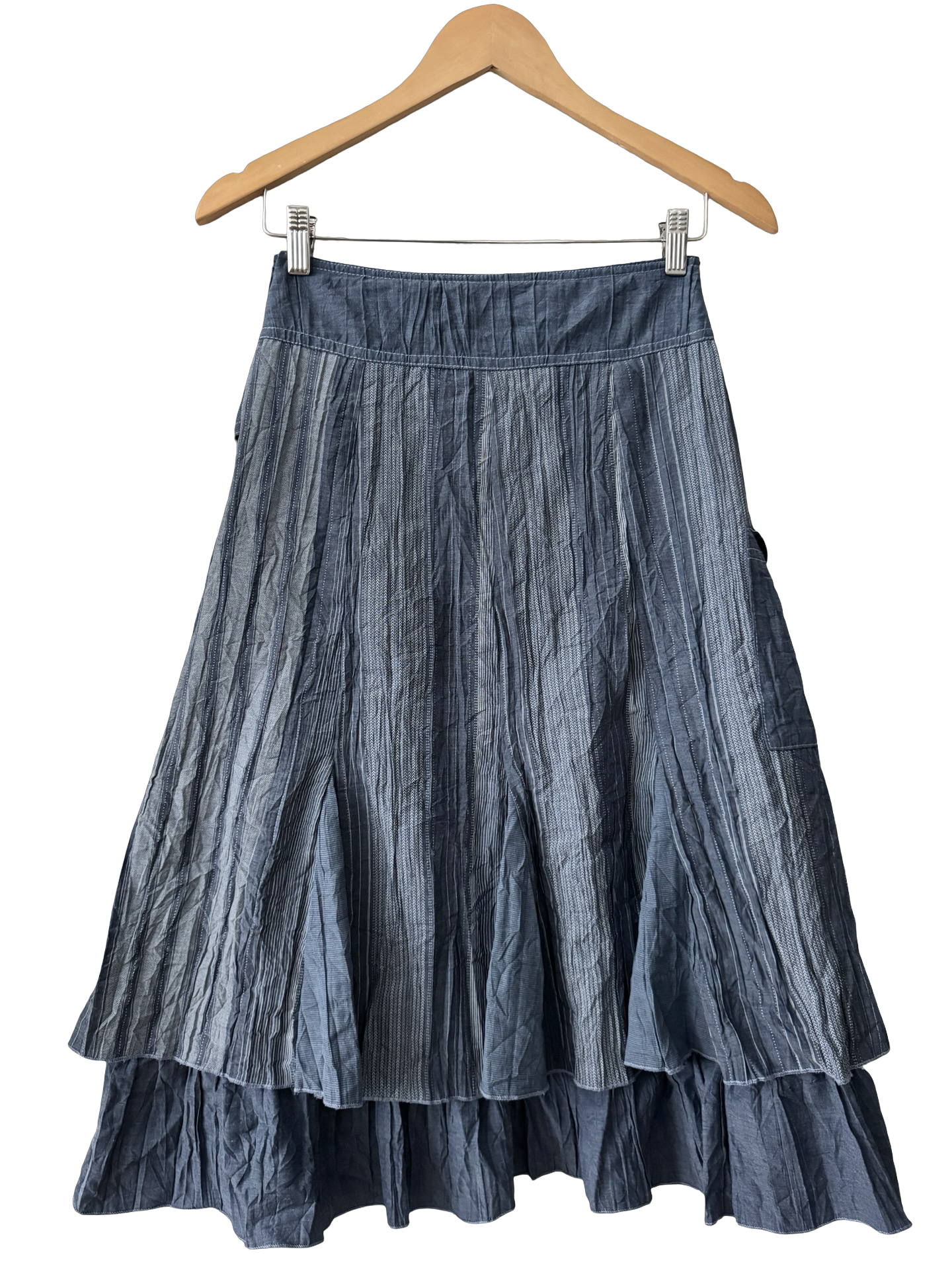 Vintage 90s French Stormy Ballet Fluted Midi Skirt (XS)