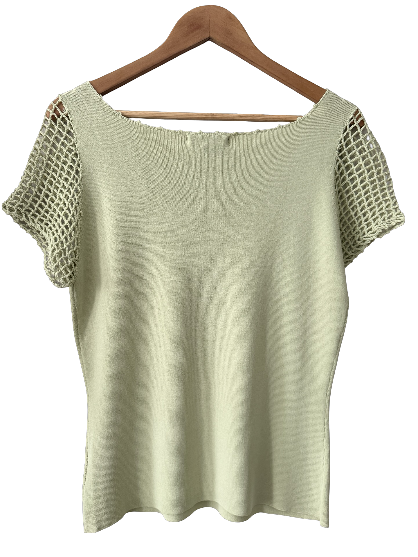Vintage Y2K Pistachio Crochet Charm Knit Top (L)