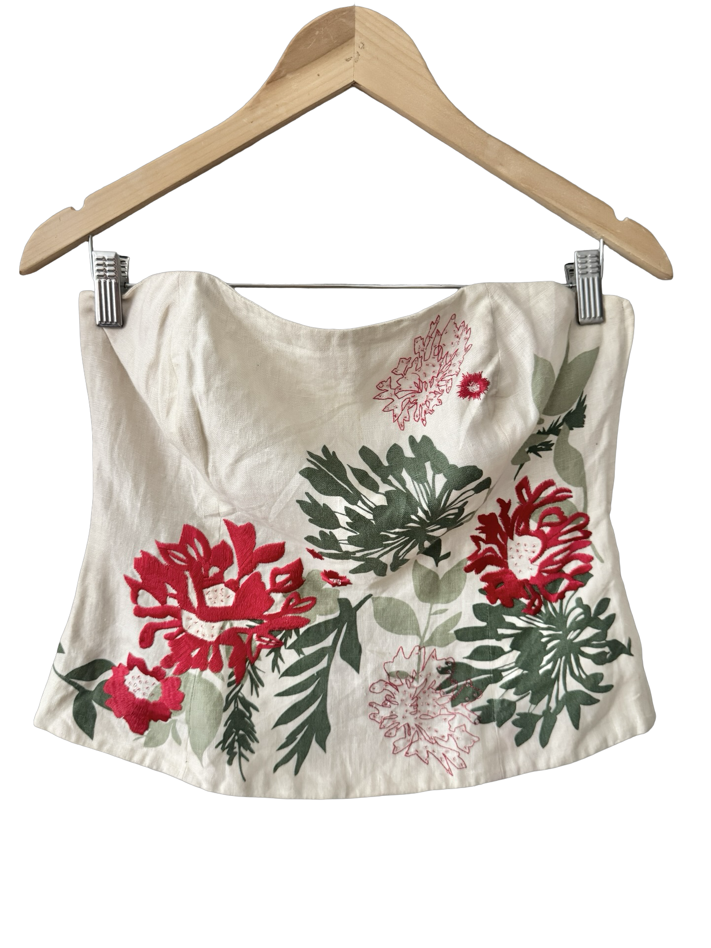 Vintage Coast Y2K Botanical Romance Strapless Top (M)